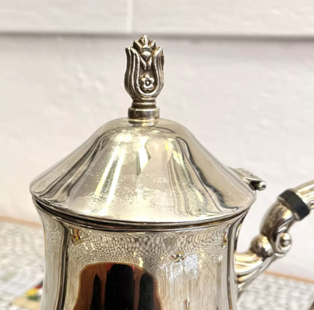 English Art Deco silver-plated brass teapot, 1940s 11