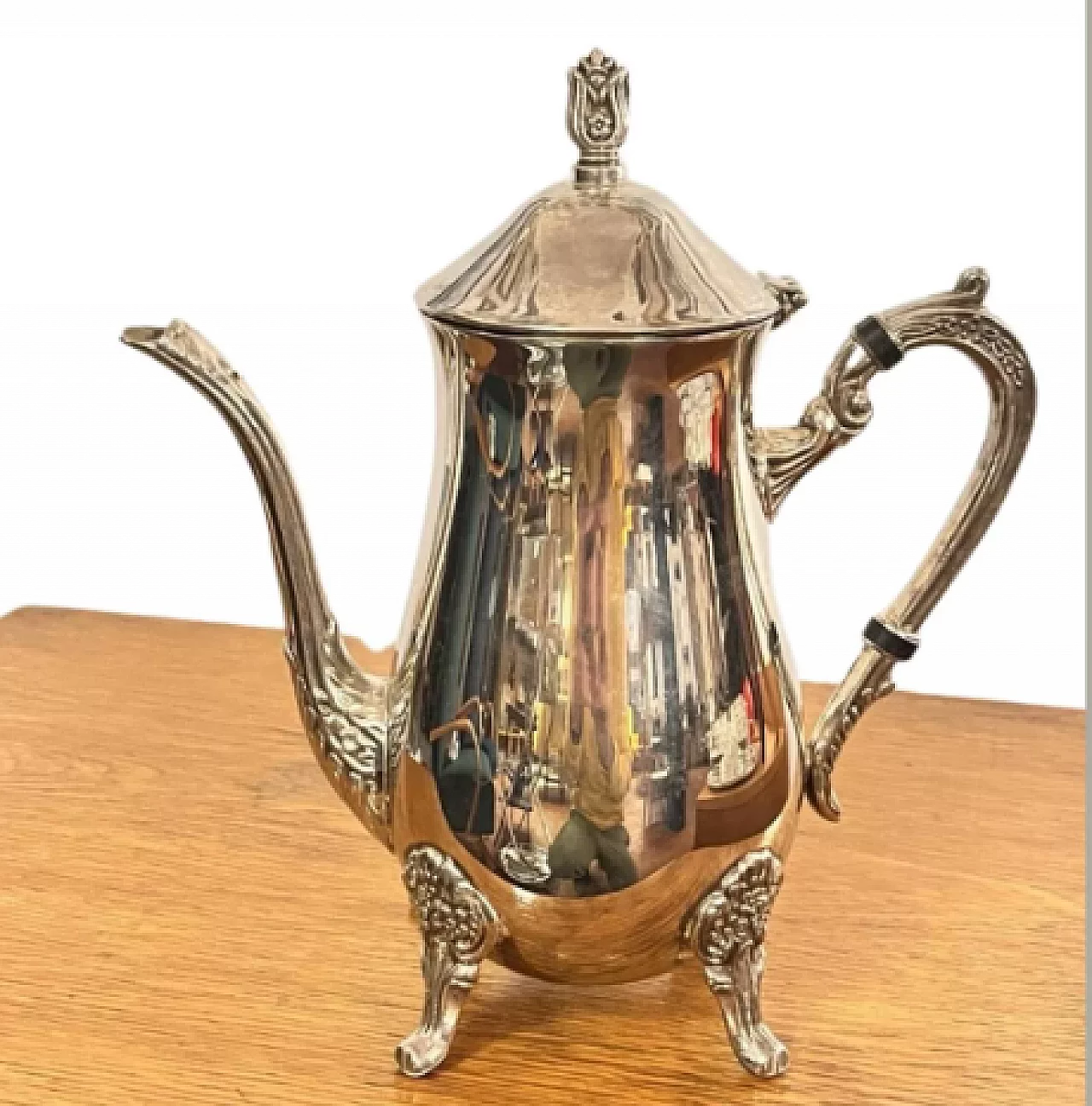 English Art Deco silver-plated brass teapot, 1940s 24