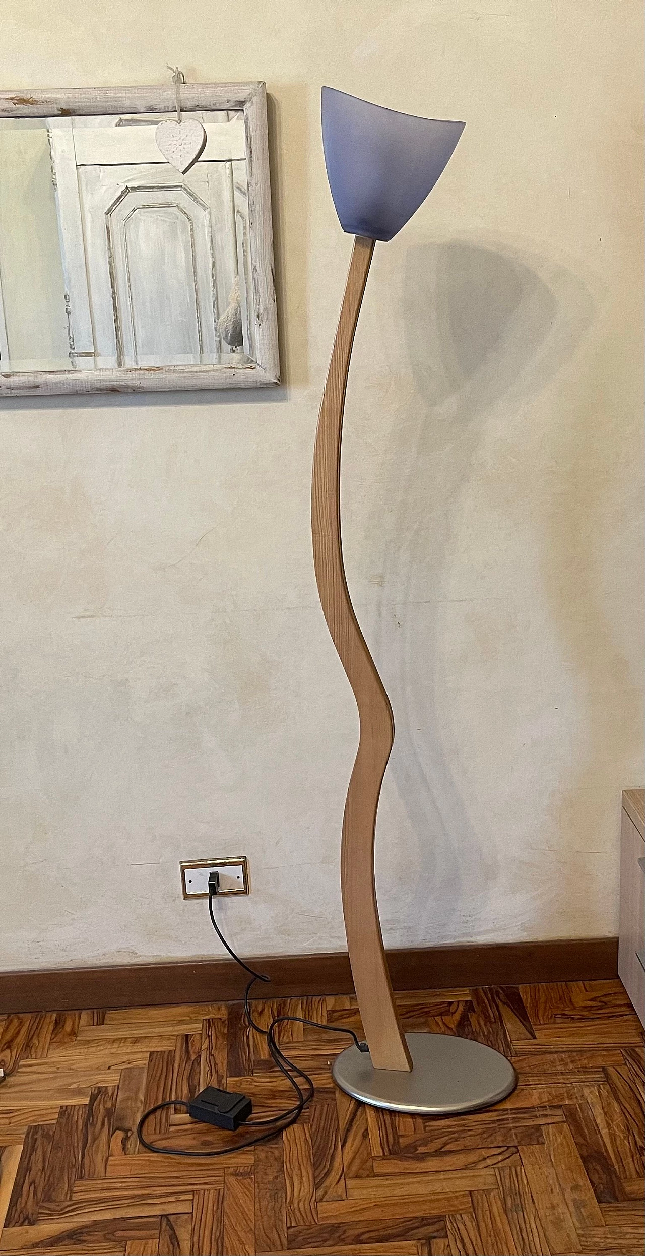 Curved oak floor lamp, 1980s 2
