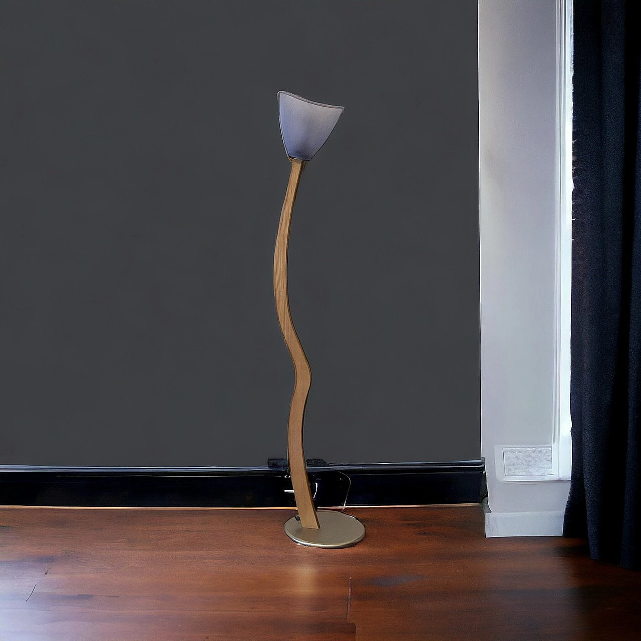 Curved oak floor lamp, 1980s 5