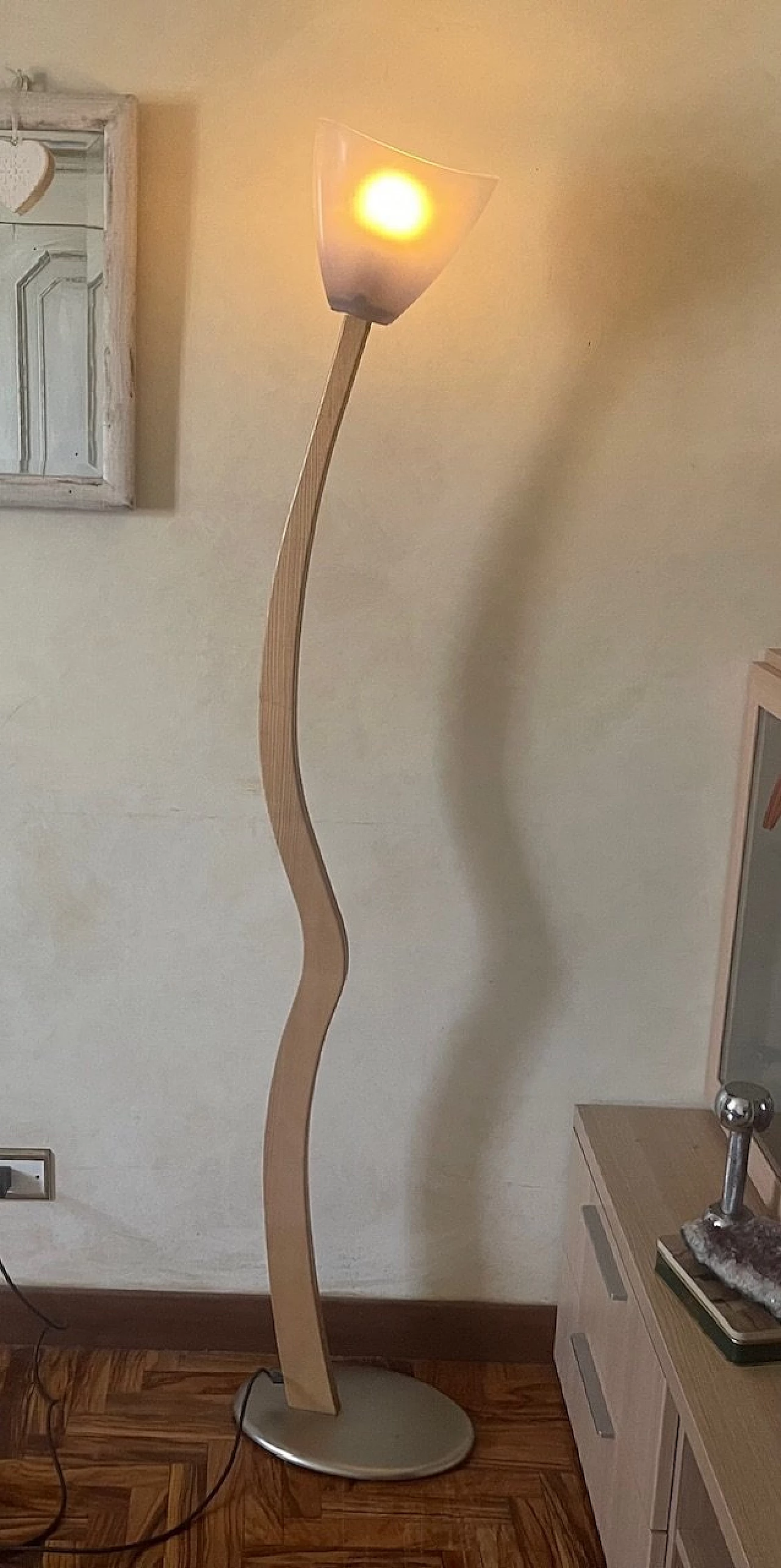 Curved oak floor lamp, 1980s 6