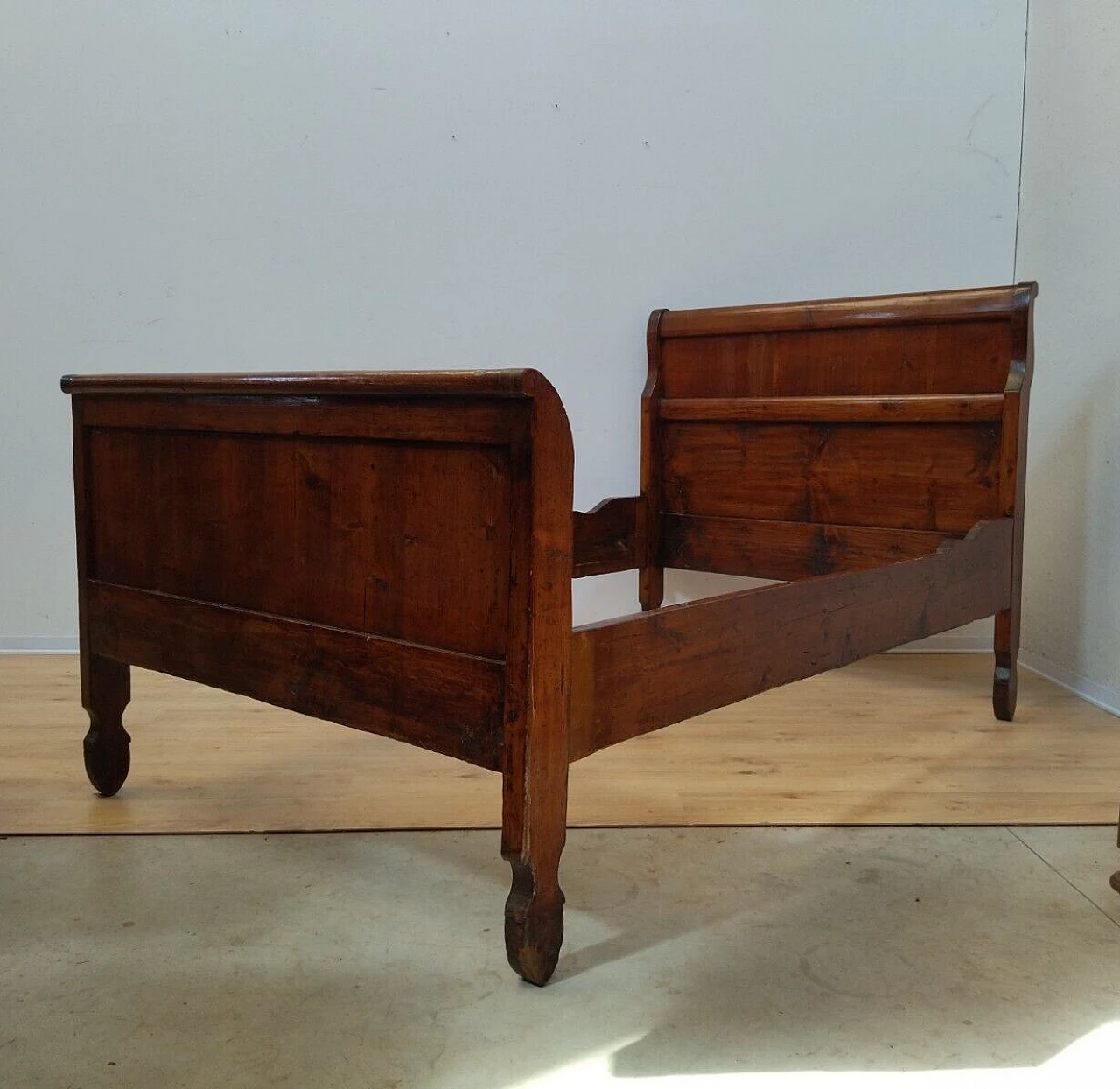 Louis Philippe walnut-stained solid spruce bed, mid-19th century 2