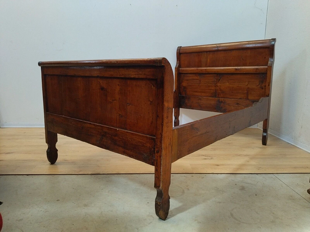 Louis Philippe walnut-stained solid spruce bed, mid-19th century 12