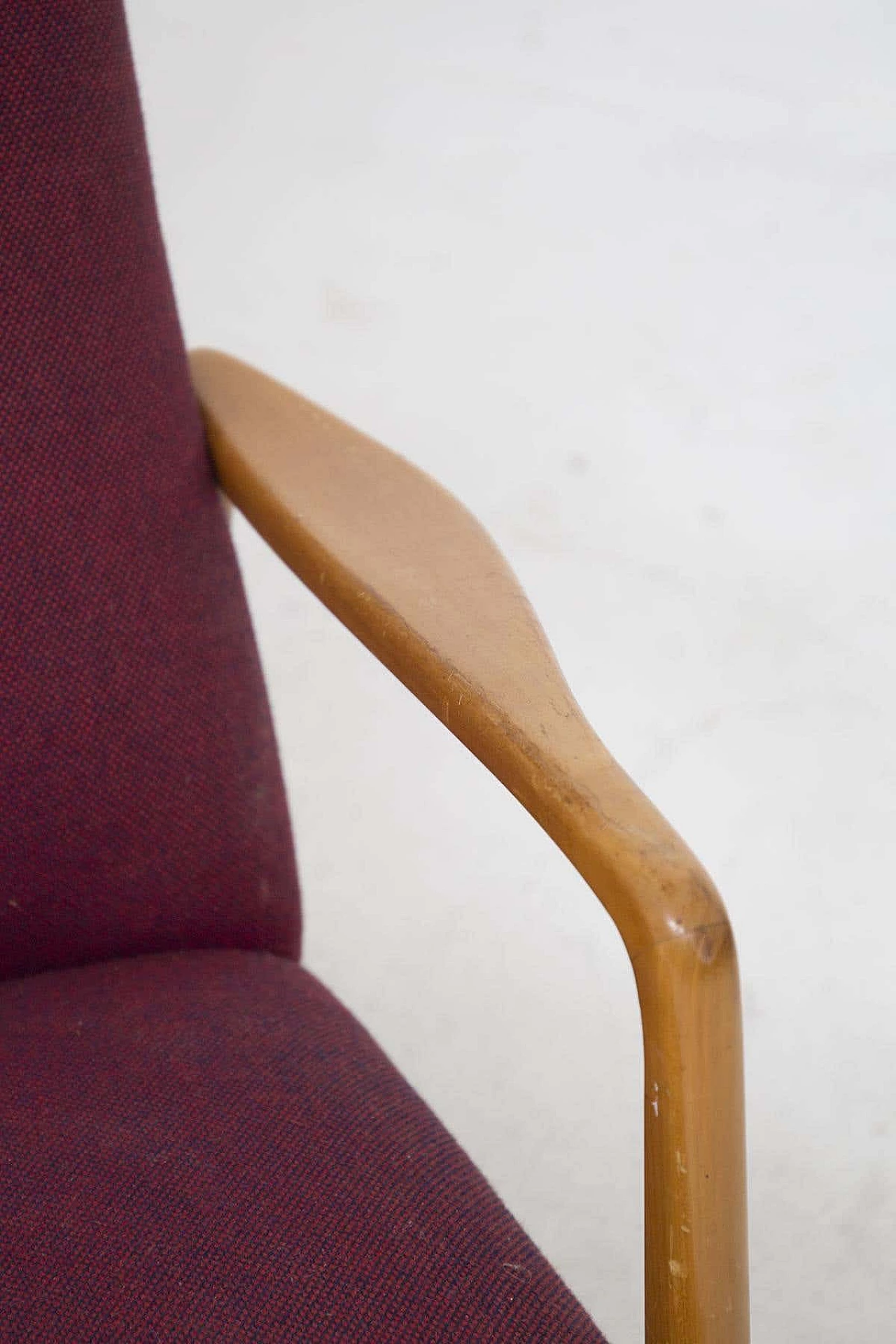 Recliner wooden armchair attributed to Gio Ponti, 1950s 1