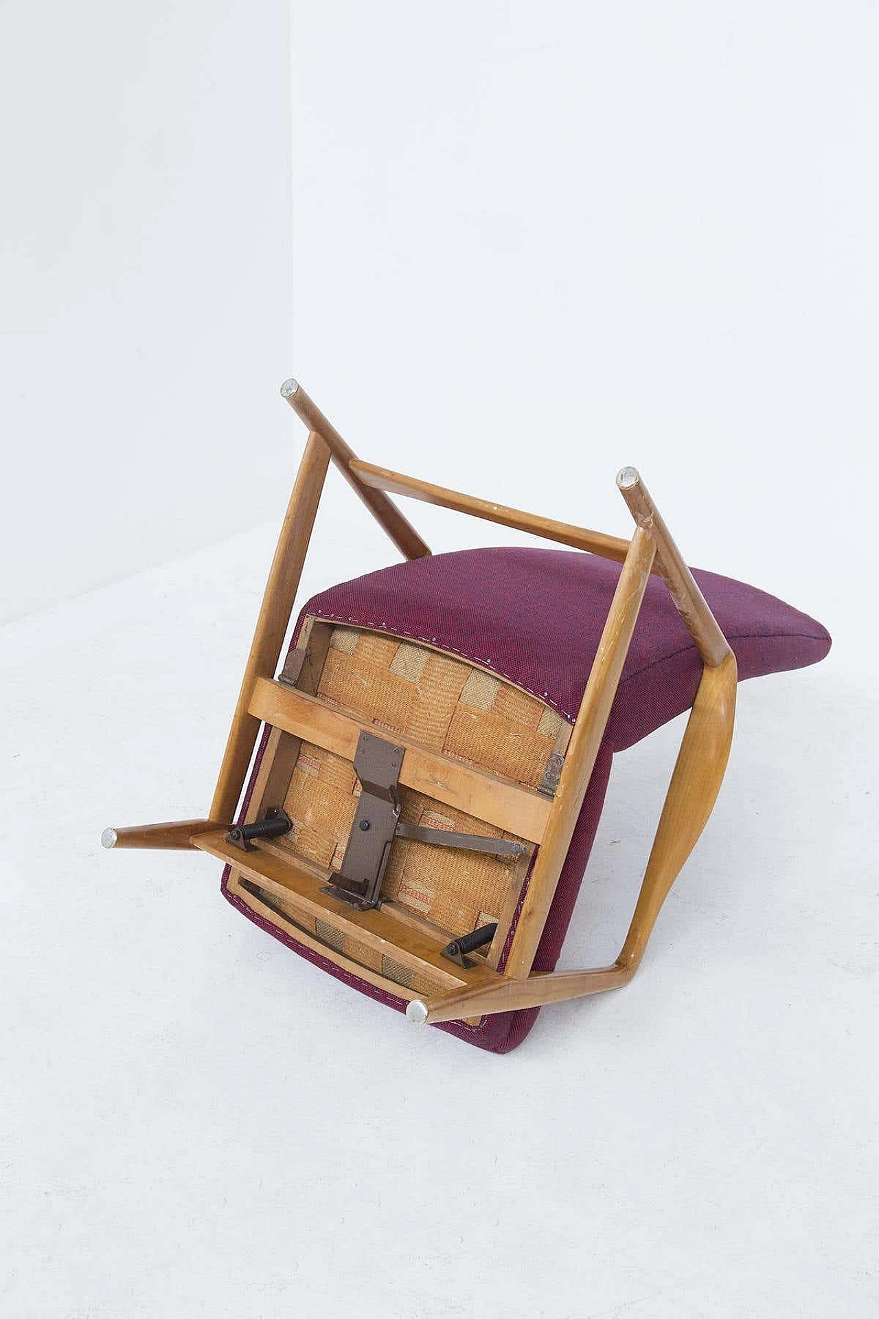 Poltrona reclinabile in legno attribuita a Gio Ponti, anni '50 6