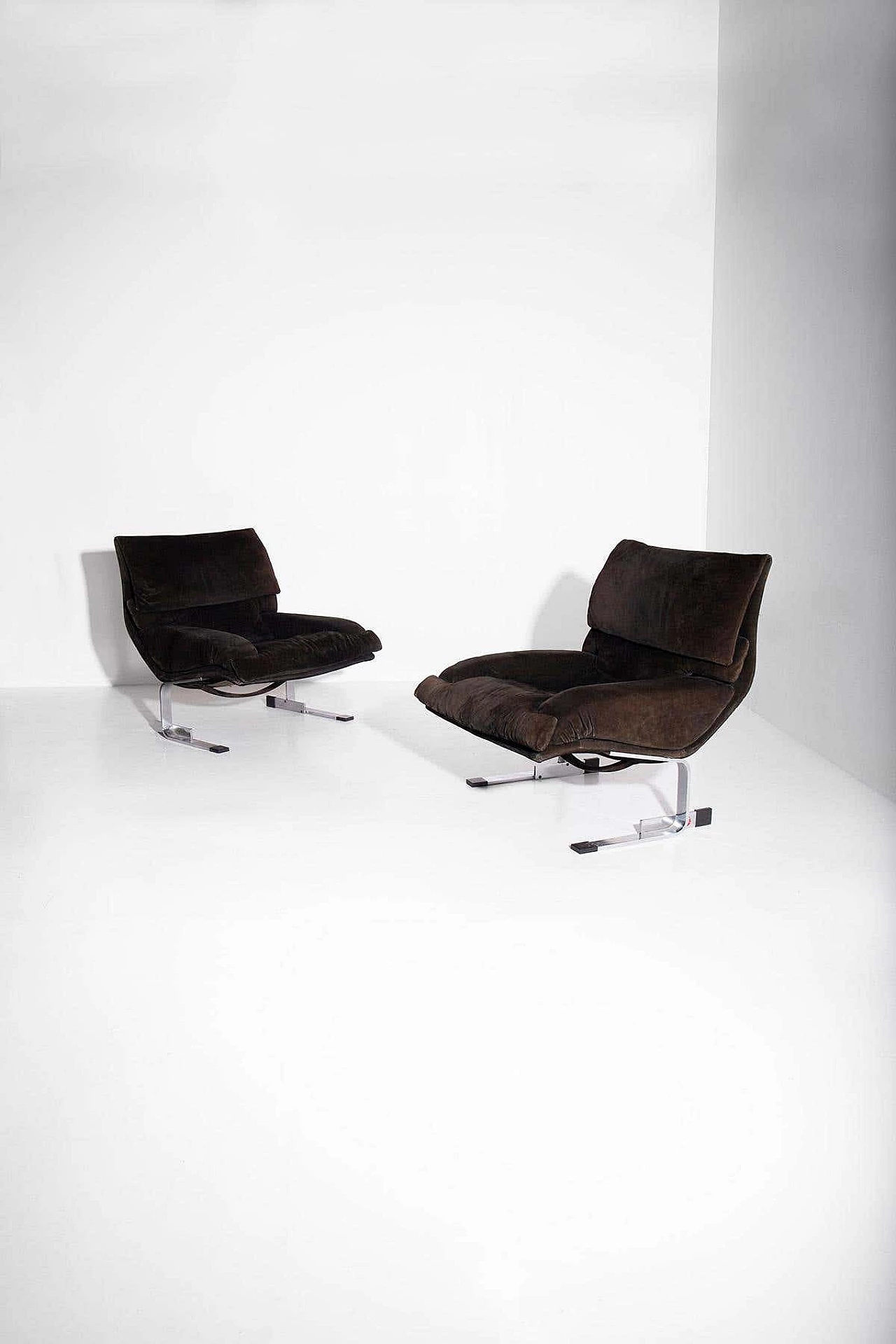 Pair of Onda armchairs by Giovanni Offredi for Saporiti, 1970s 10