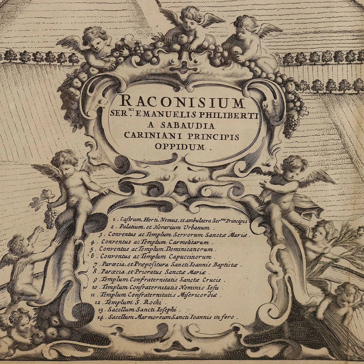 Raconisium - Mappa di Racconigi, acquaforte, 1726 3