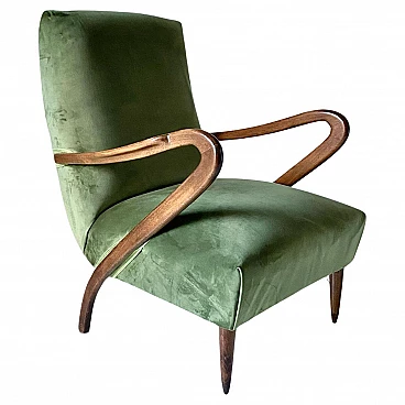 Green velvet armchair by Guglielmo Ulrich, 1950s