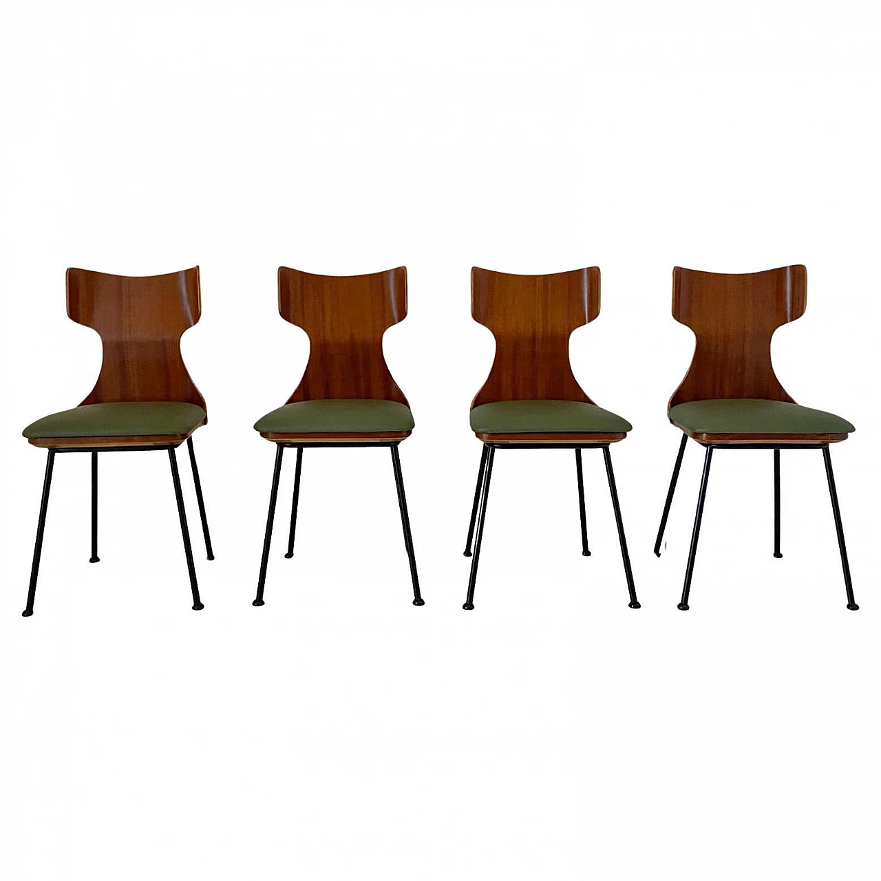 Tavolo e 4 sedie in legno curvato di Carlo Ratti, anni '50 9