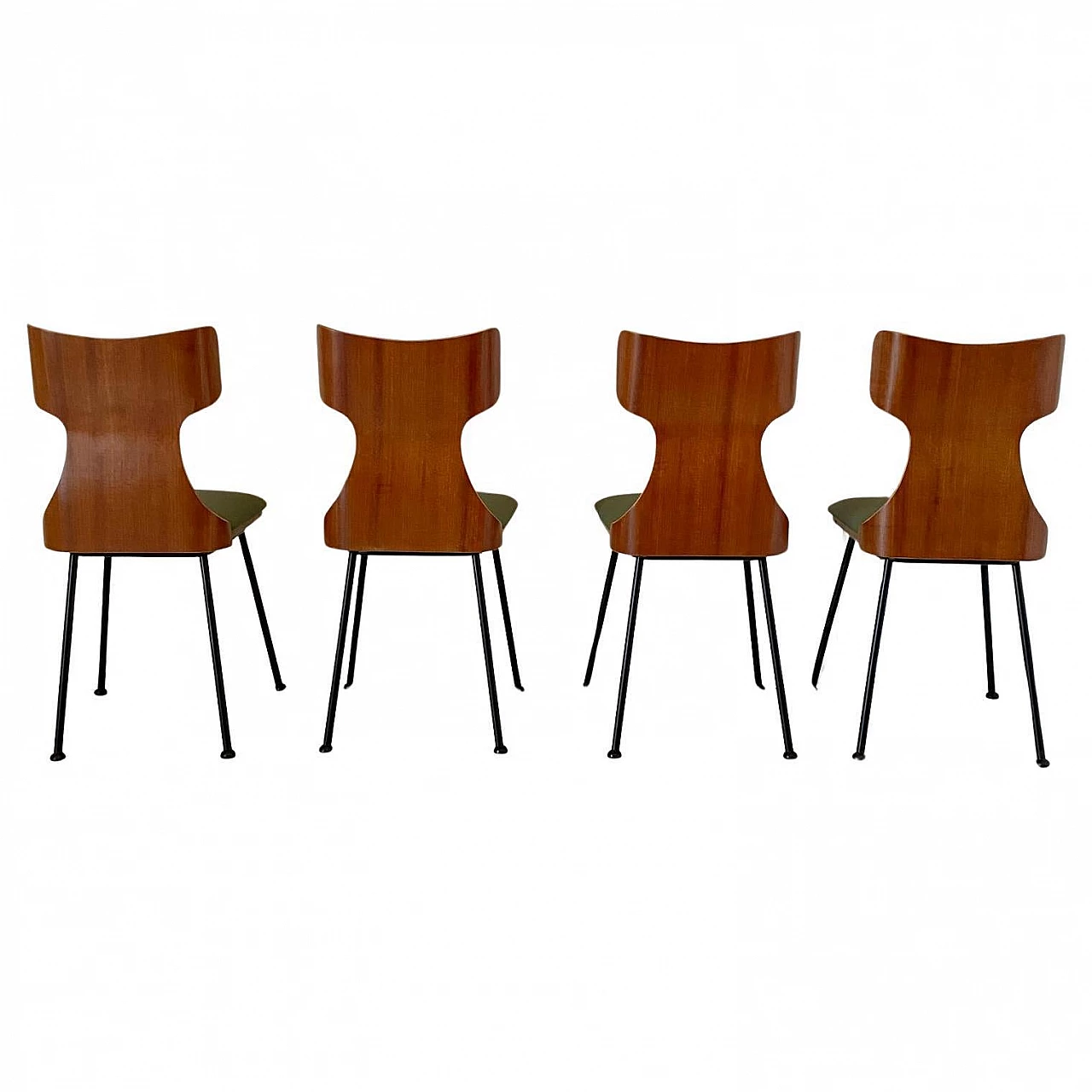 Tavolo e 4 sedie in legno curvato di Carlo Ratti, anni '50 11