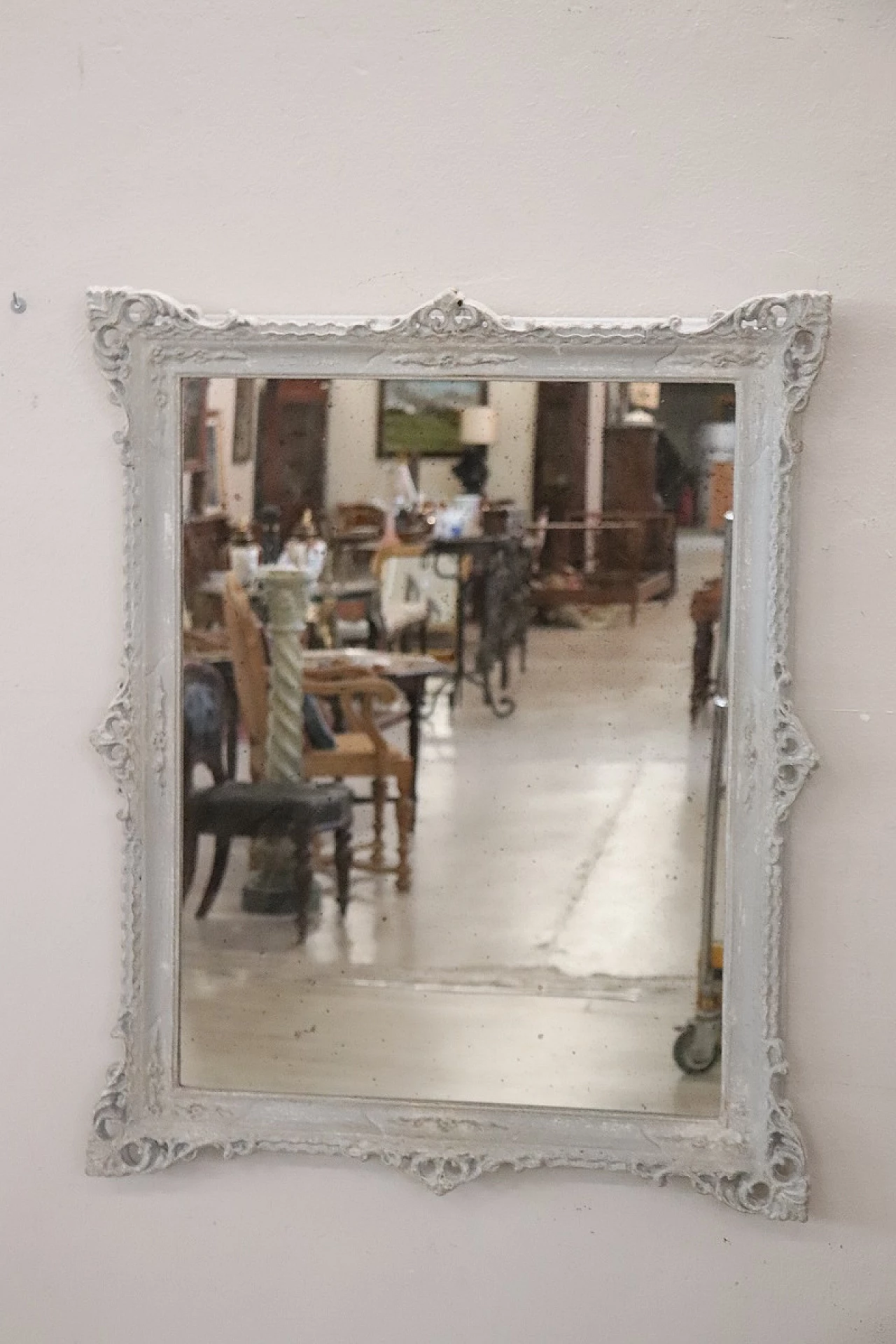 Wall mirror with silver lacquered wood frame, 1980s 2
