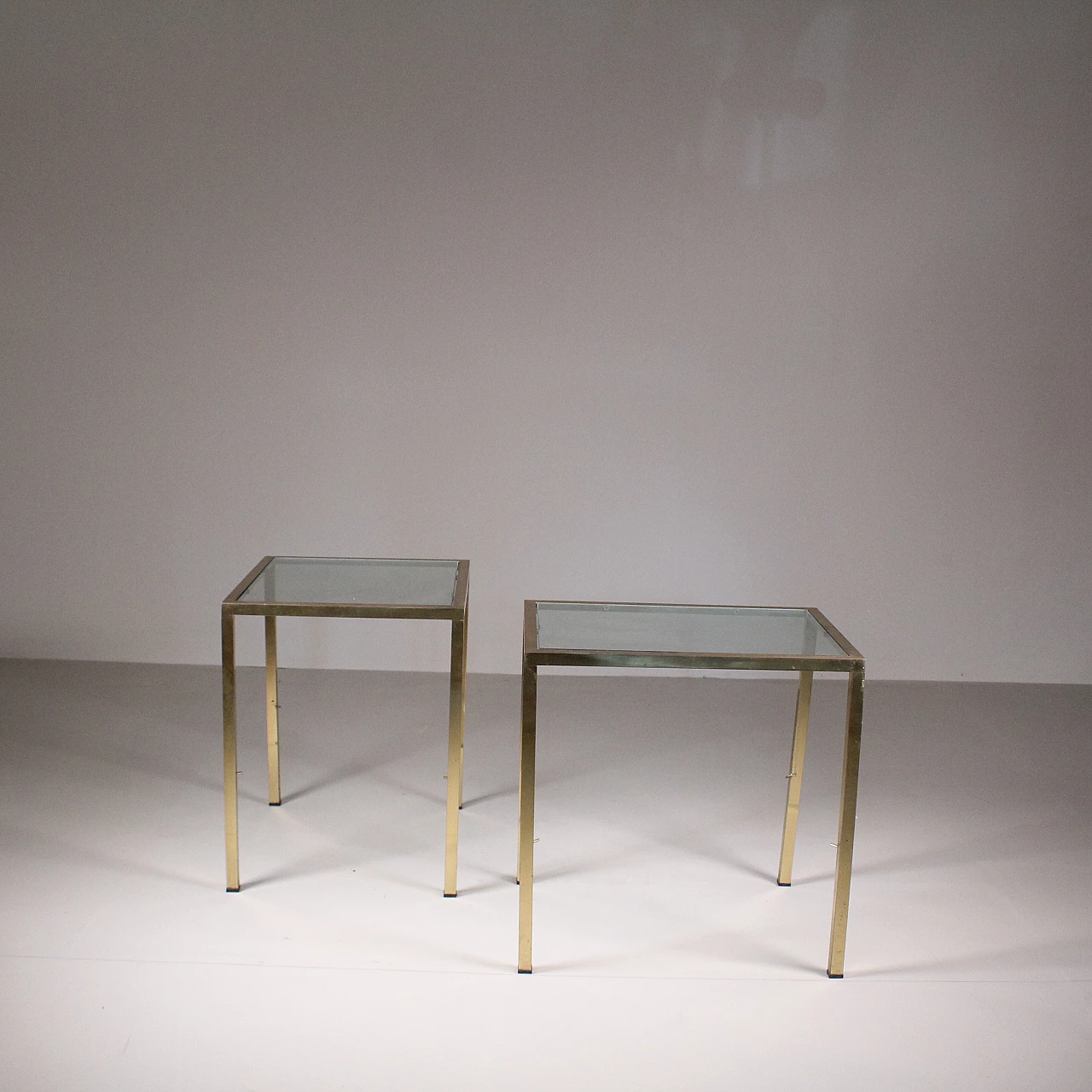 Pair of brass and glass coffee tables, 1960s 1