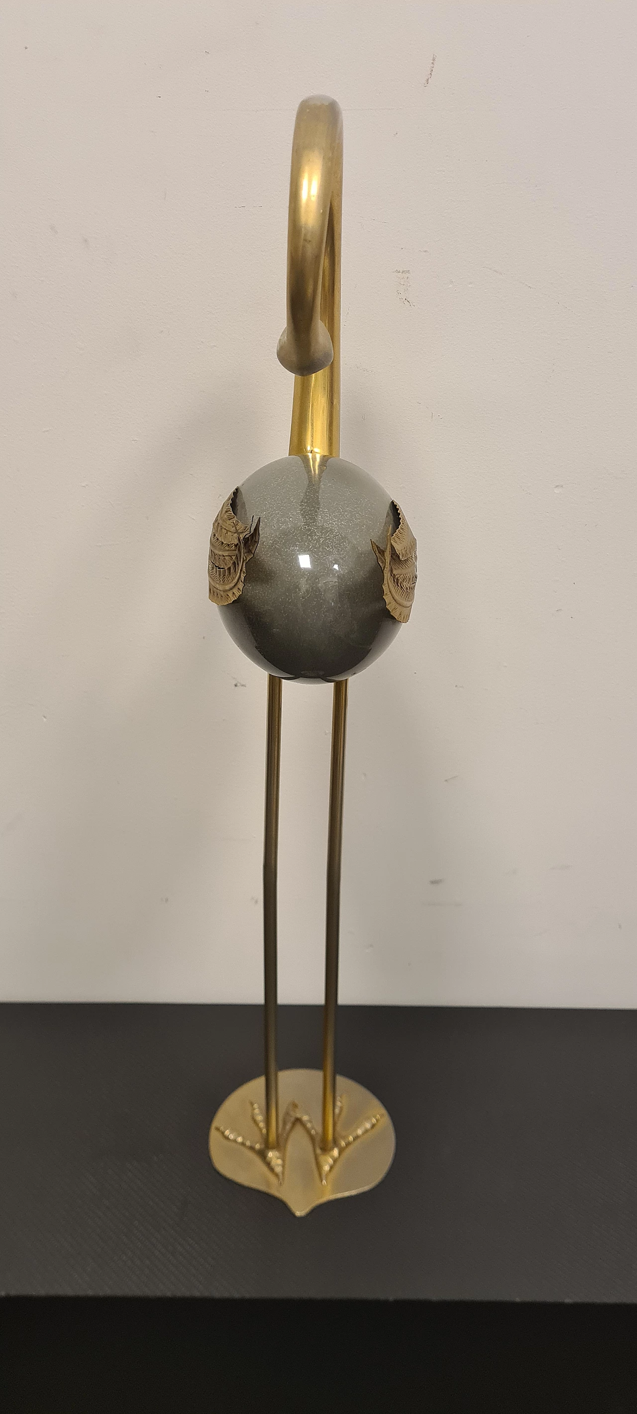 Attributed to Antonio Pavia, heron statue in metal, 1970s 6