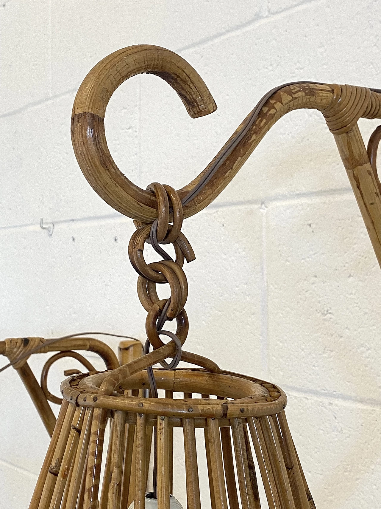 Pair of bamboo wall lights, 1970s 6