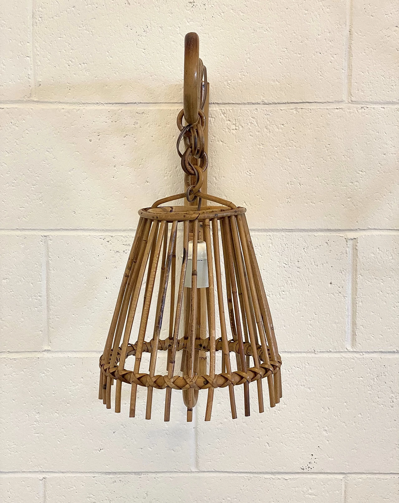 Pair of bamboo wall lights, 1970s 8