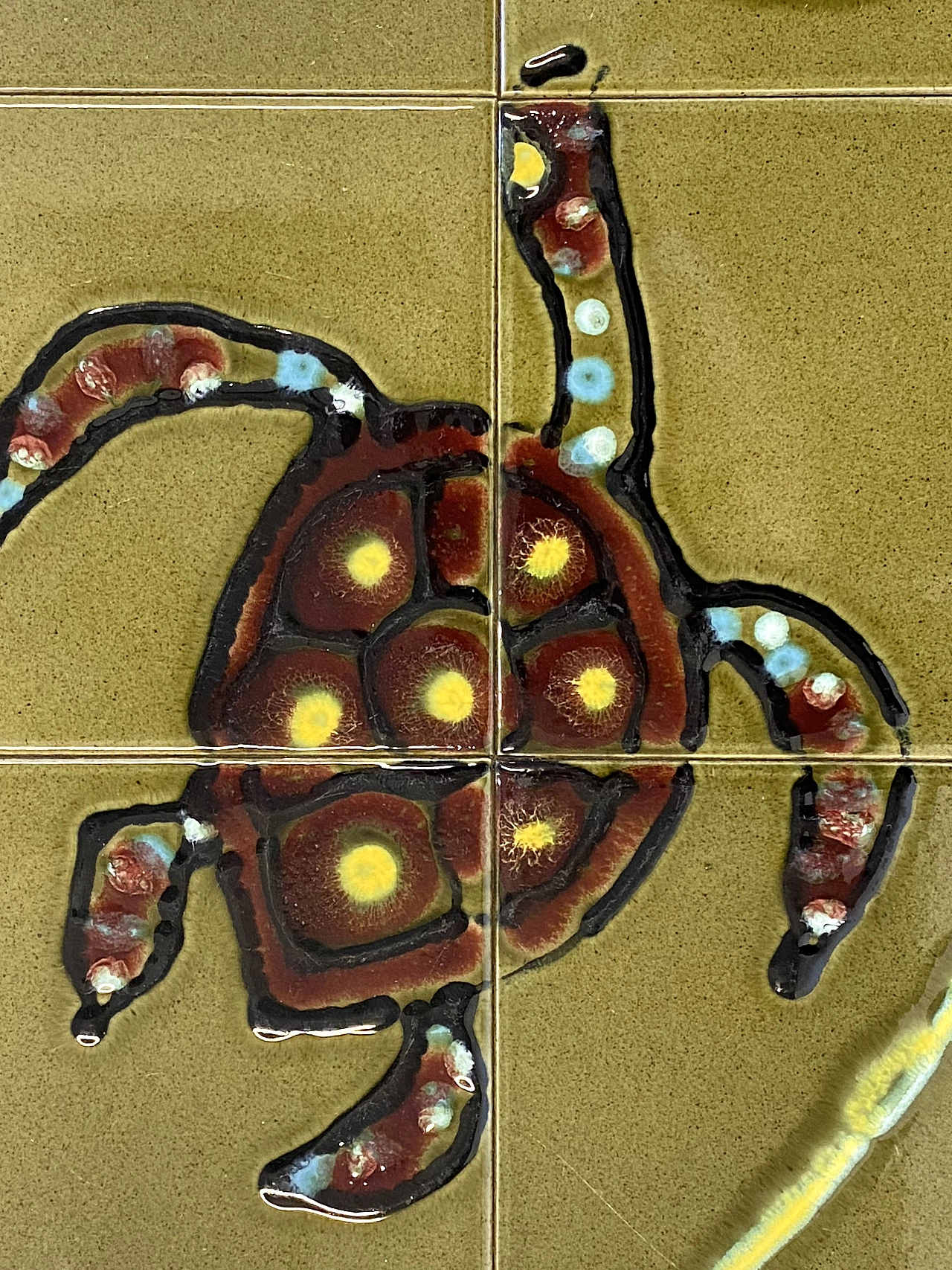 Coffee table with marine themed ceramic top, 1970s 9