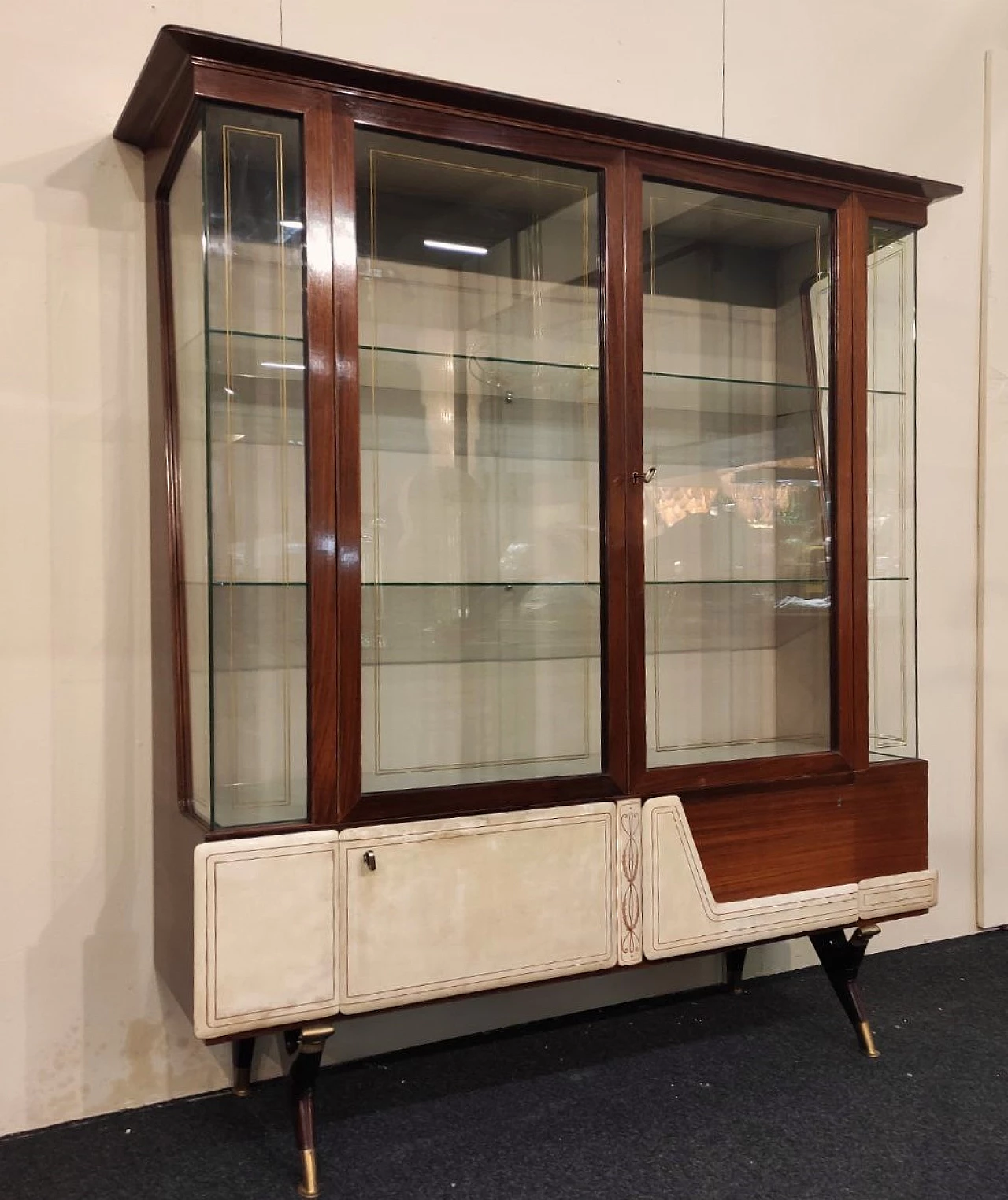 Display cabinet in wood and parchment by La Permanente Cantù, 1960s 2