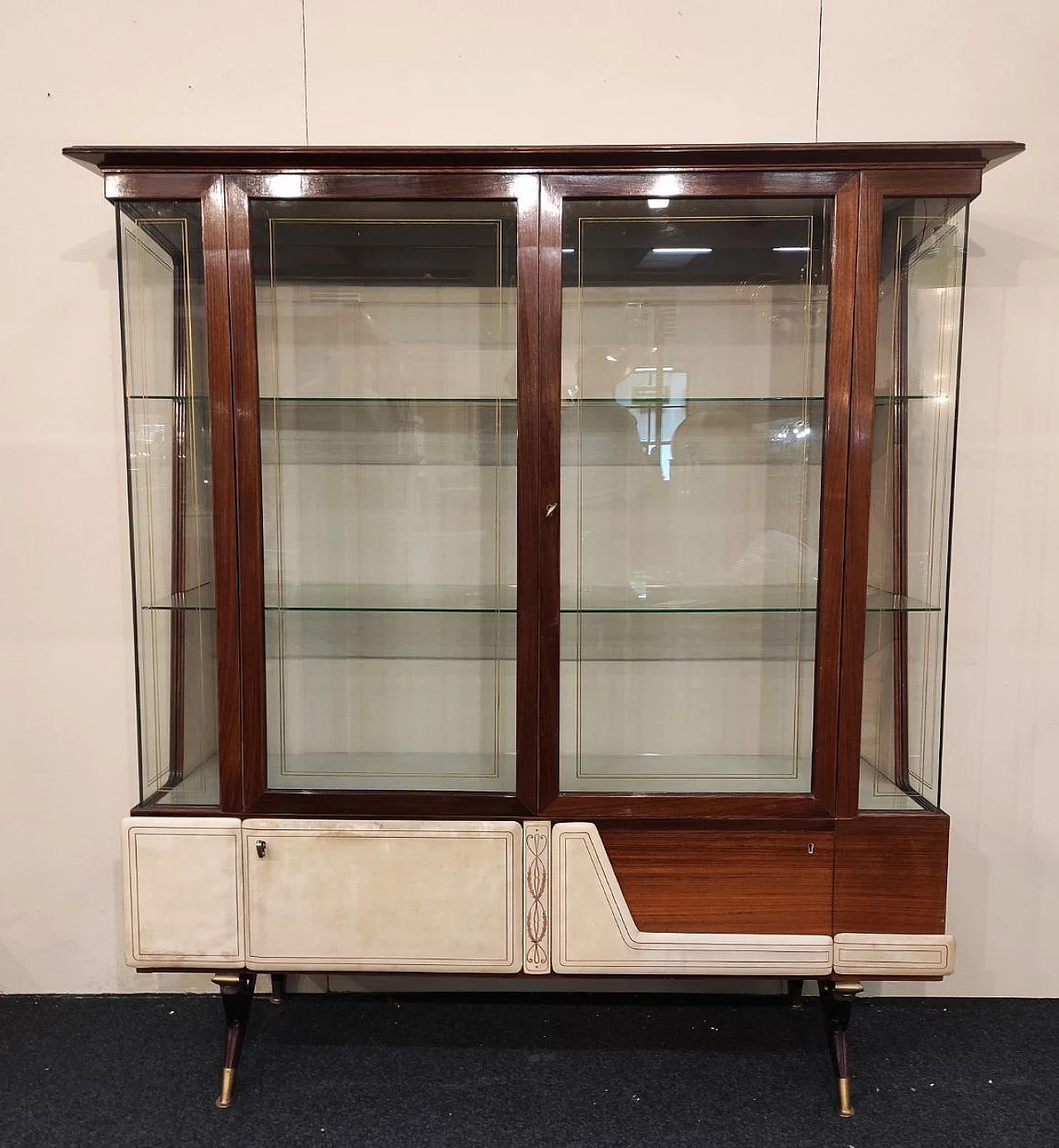 Display cabinet in wood and parchment by La Permanente Cantù, 1960s 3