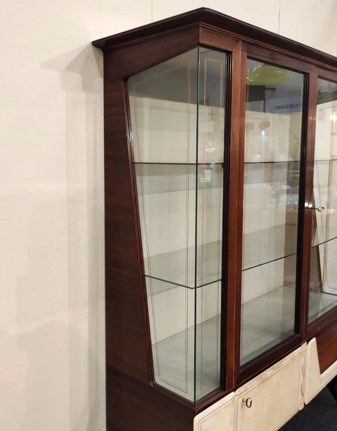 Display cabinet in wood and parchment by La Permanente Cantù, 1960s 5