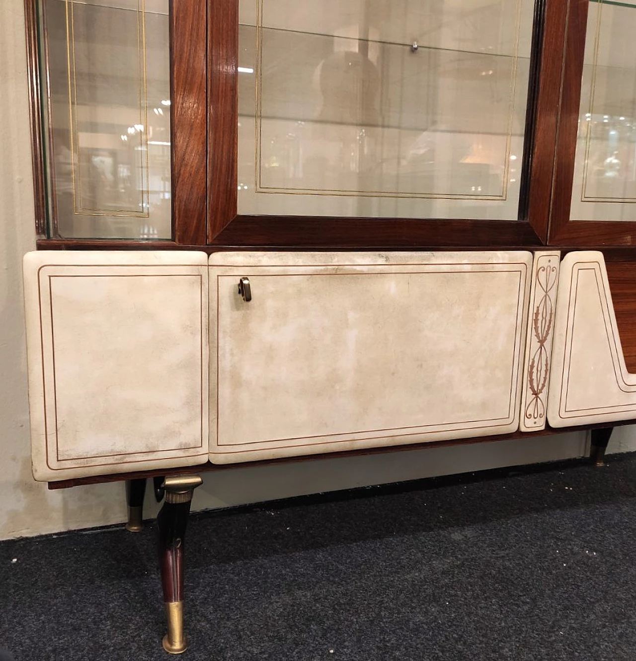 Display cabinet in wood and parchment by La Permanente Cantù, 1960s 7