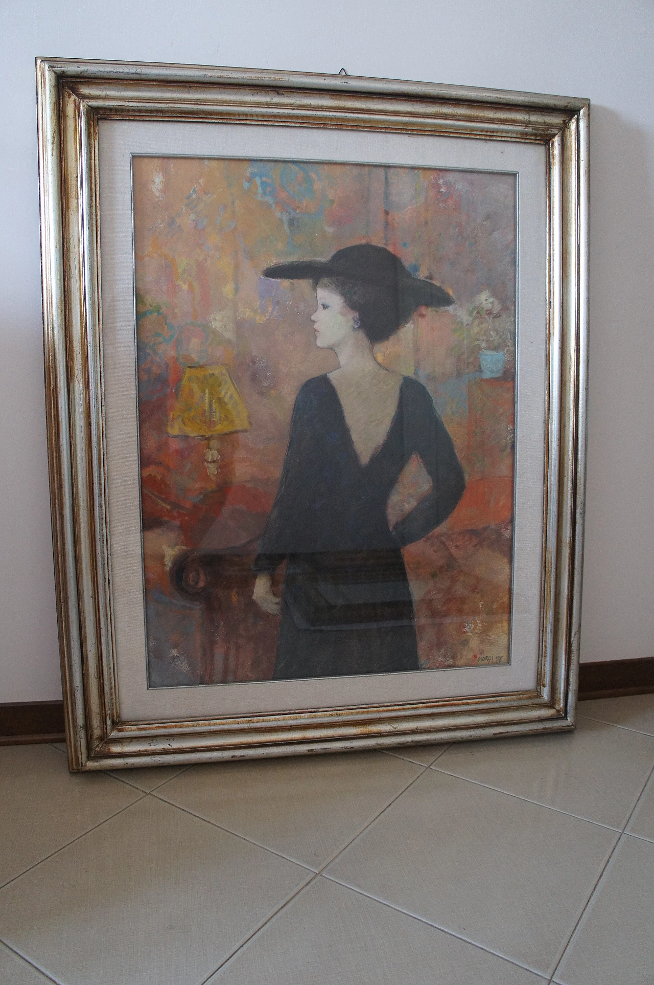 Giuseppe Giorgi, woman in evening dress, oil painting on canvas, 1986 1