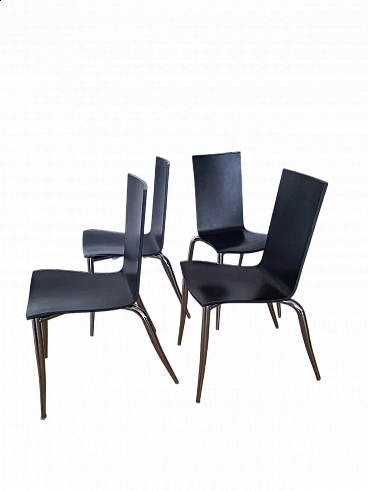 4 Aleph Olly Tango chairs in black birchwood by Philippe Starck, 1990s