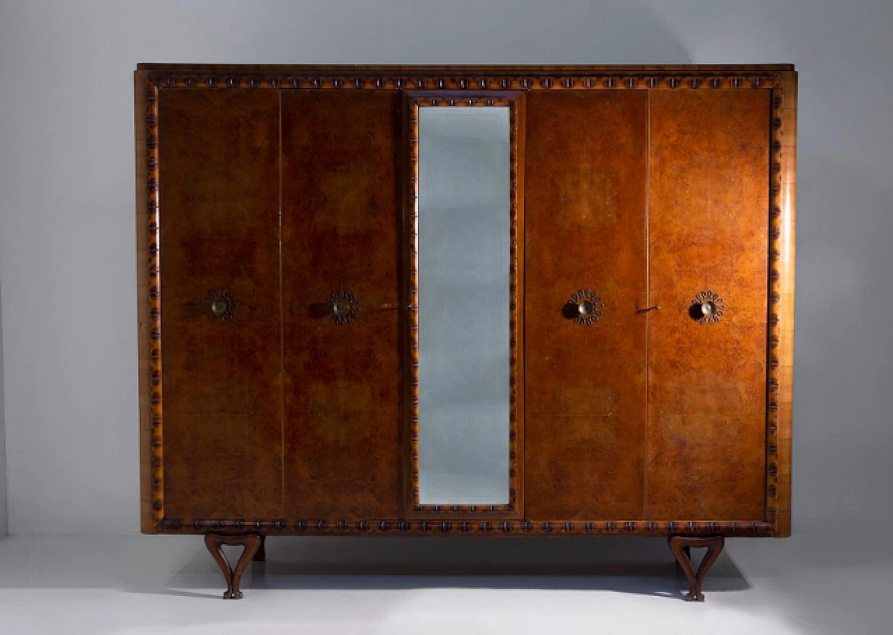 Wood wardrobe with mirror attributed to Paolo Buffa, 1950s 2