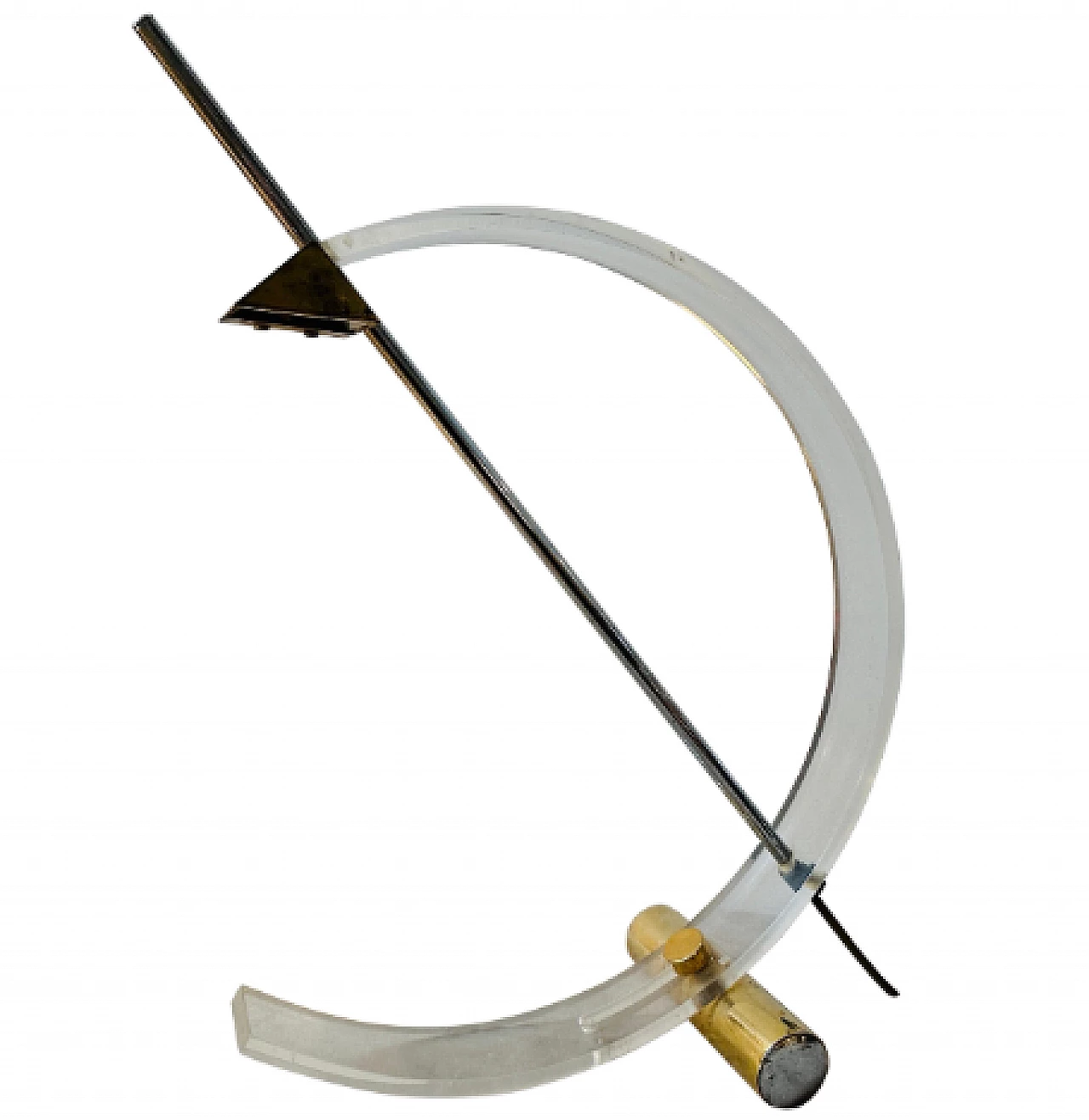 Lampada da tavolo ad arco in plexiglass e metallo, anni '80 2