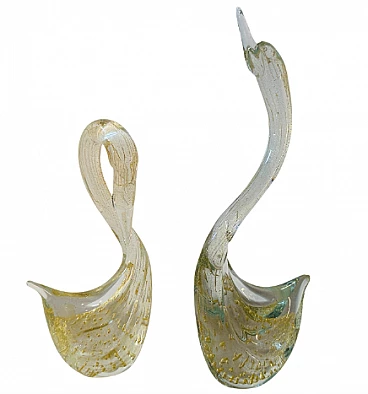 Pair of Murano glass swan sculptures, 1960s