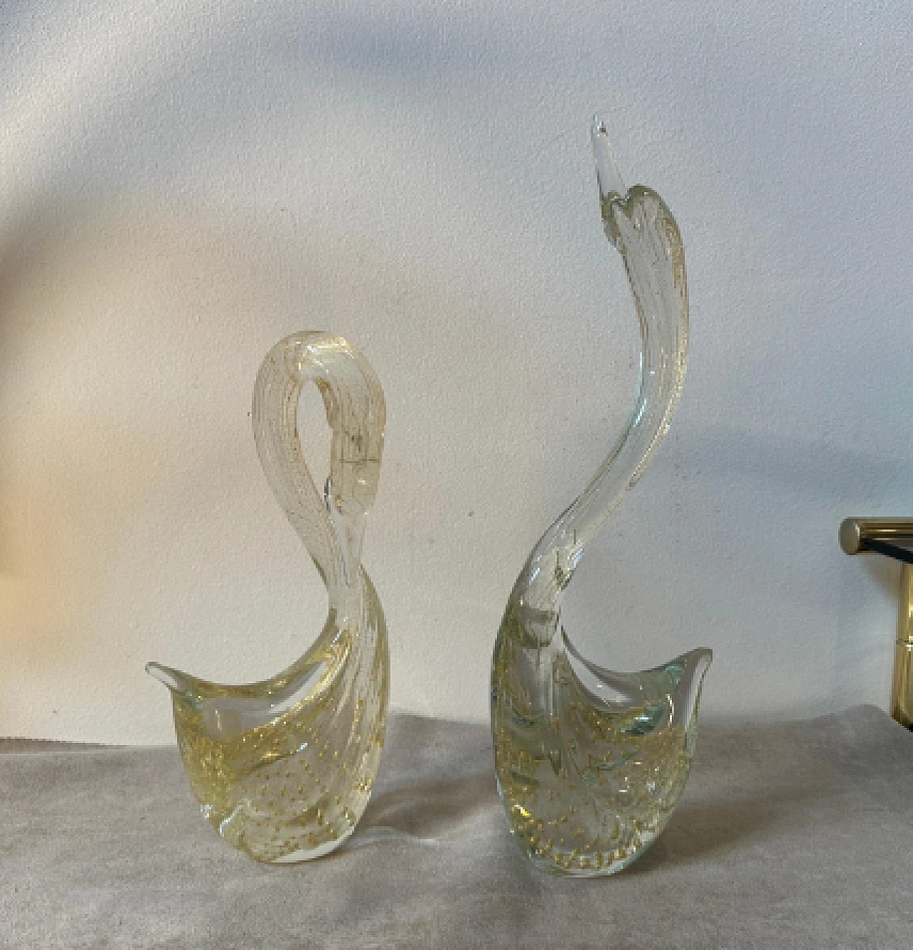 Coppia di sculture di cigni in vetro di Murano, anni '60 7