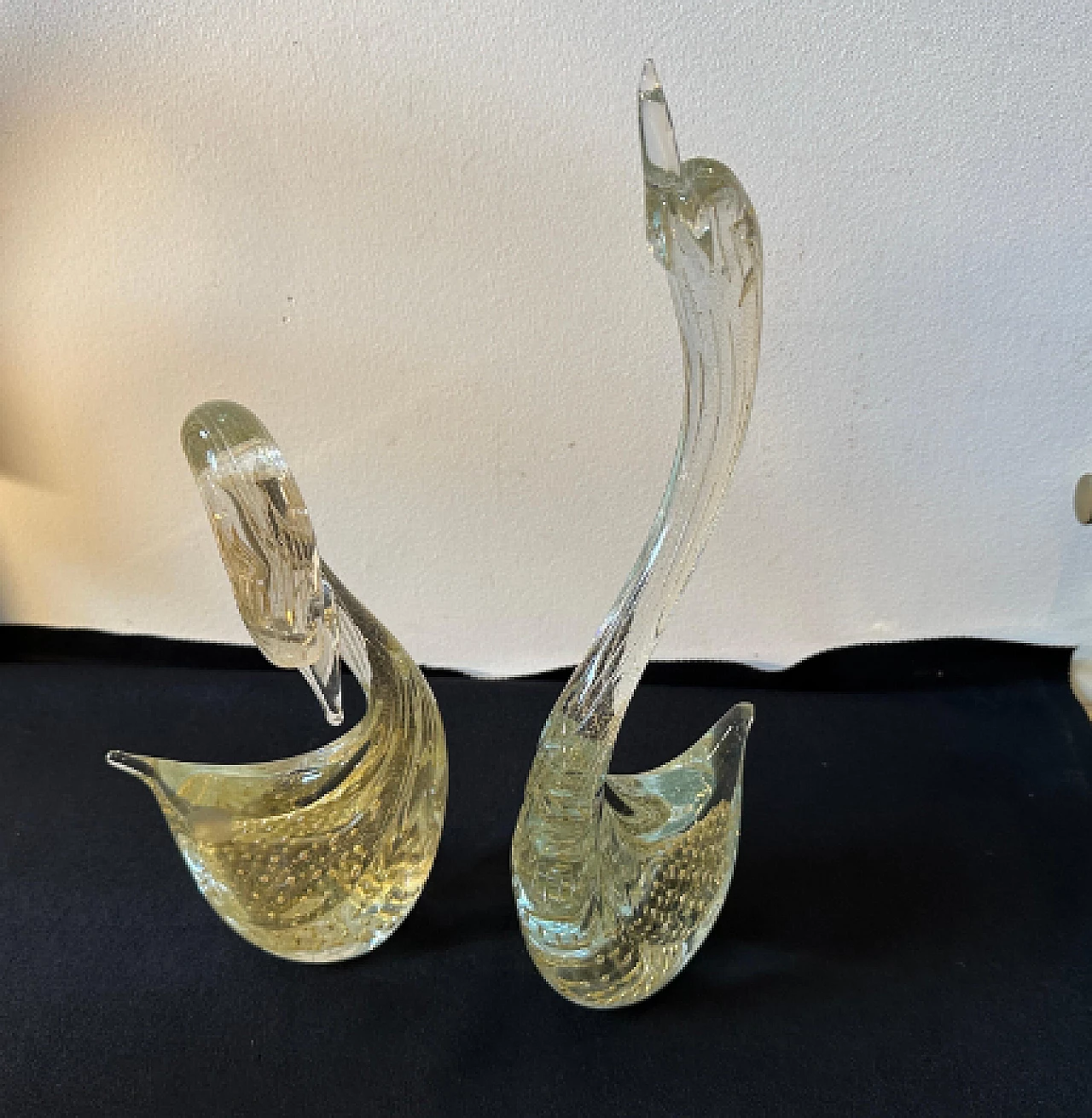Coppia di sculture di cigni in vetro di Murano, anni '60 10