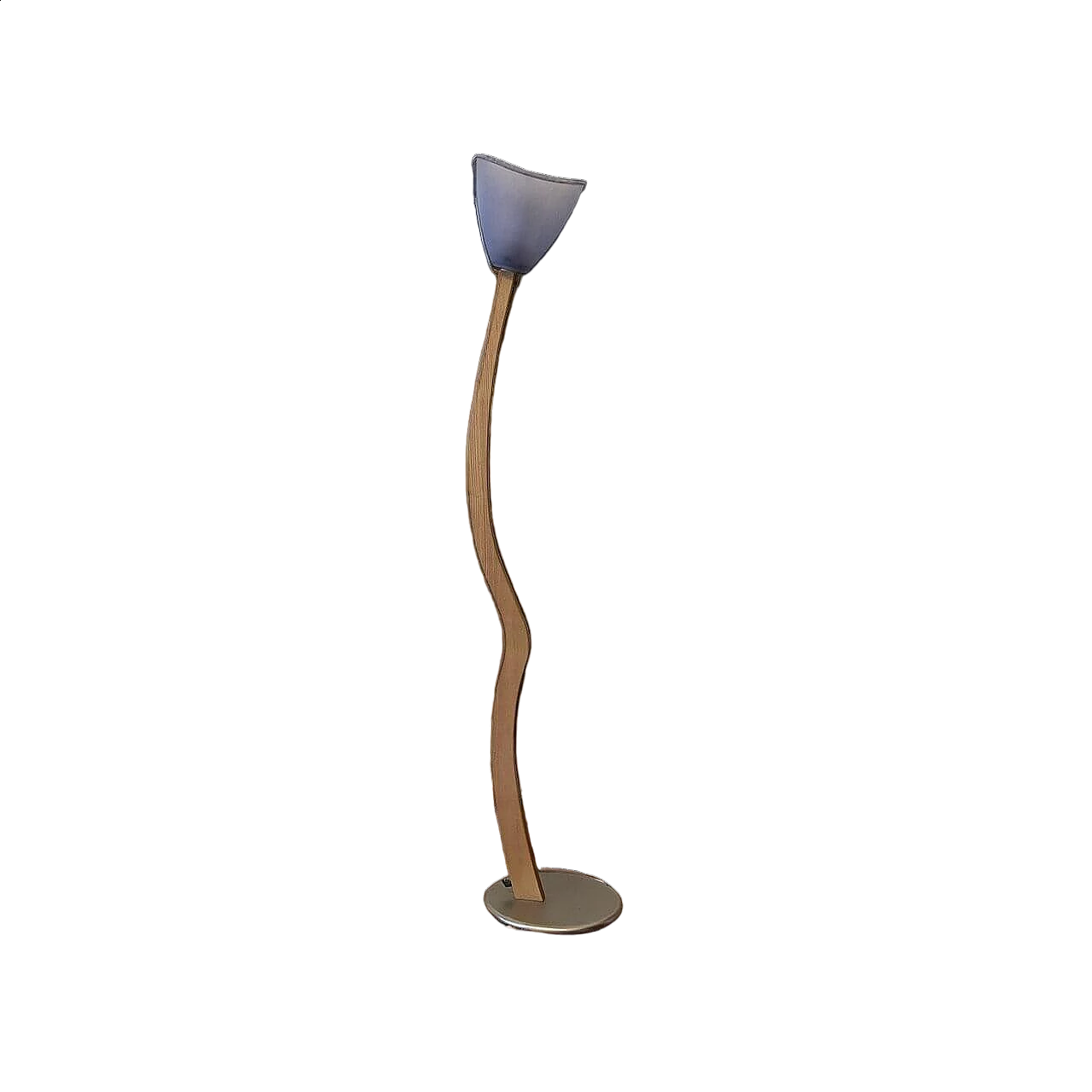 Curved oak floor lamp, 1980s 10