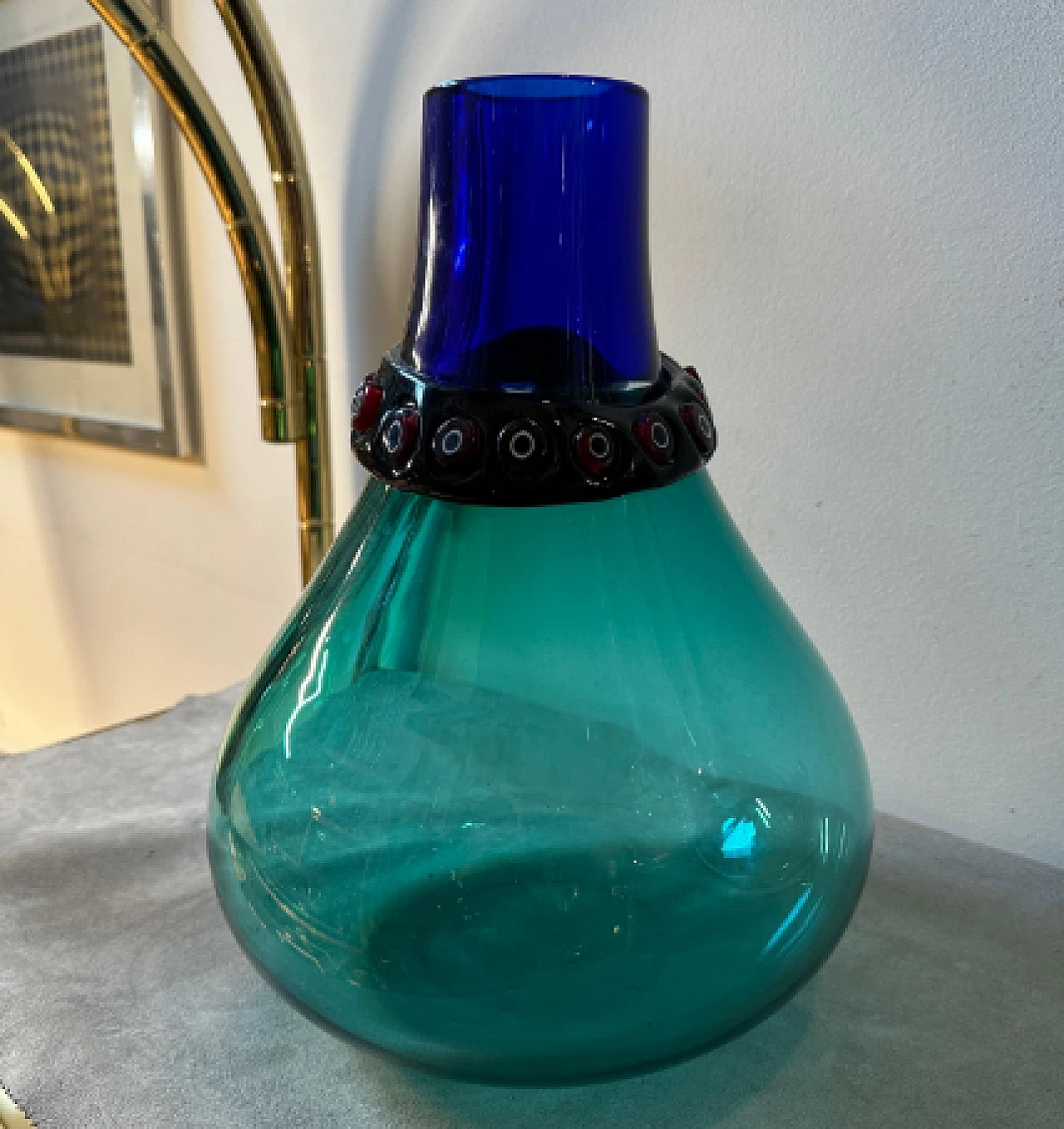 Murano glass incalmo vase by Alfredo Barbini, 1960s 12
