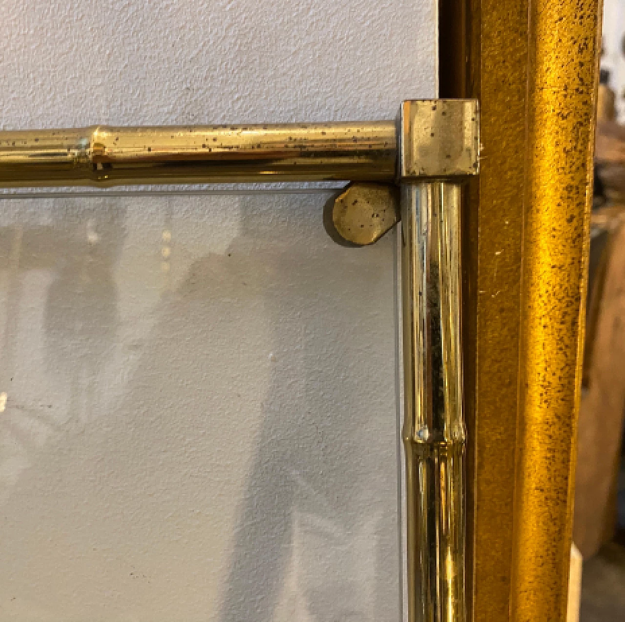 Bamboo-effect brass and glass tray with handles, 1970s 5