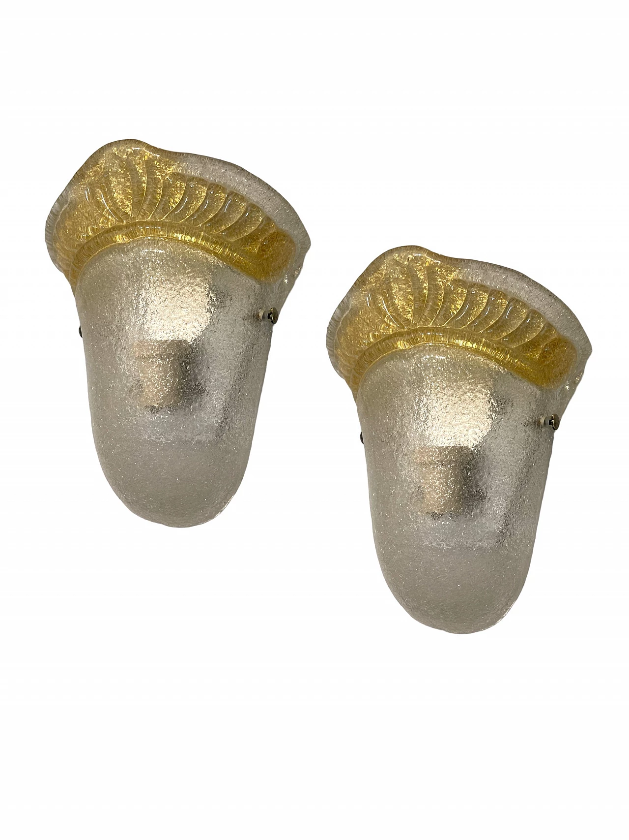 Pair of Murano glass sconces with golden details, 1970s 1
