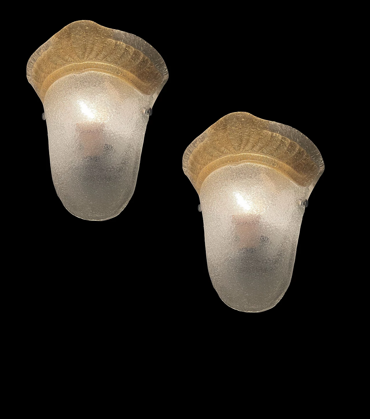 Pair of Murano glass sconces with golden details, 1970s 3