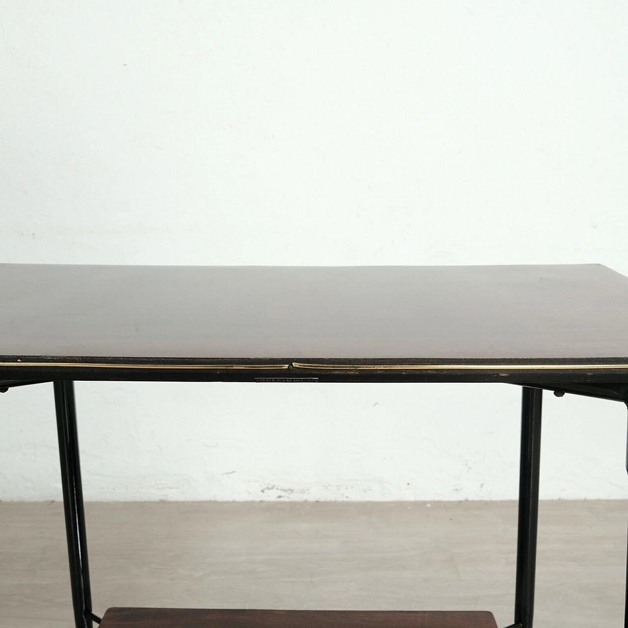 Carrello porta tv in ferro smaltato e palissandro di Rolein, anni '50 2