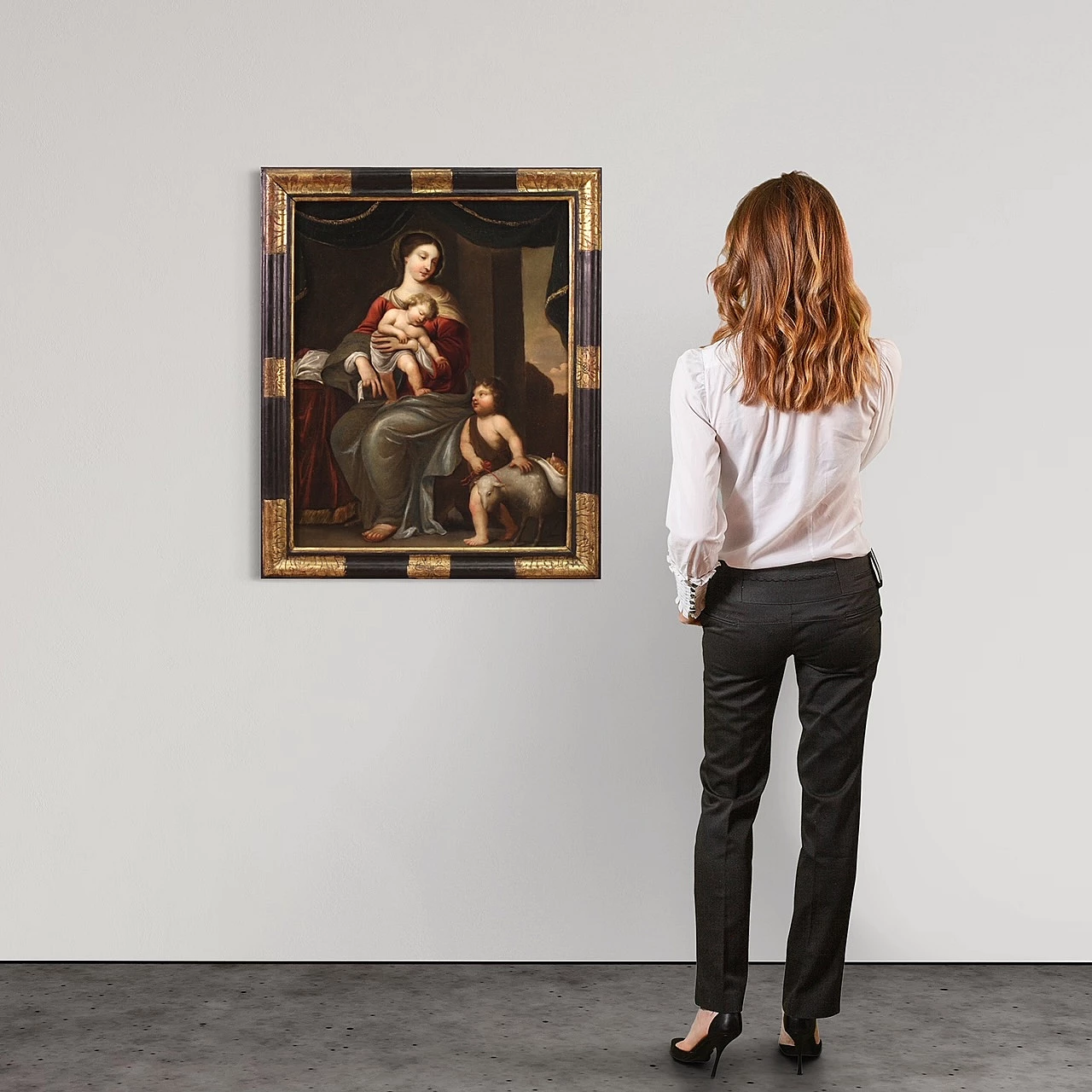 Madonna, Bambino e San Giovannino, dipinto a olio su tela, metà '700 3