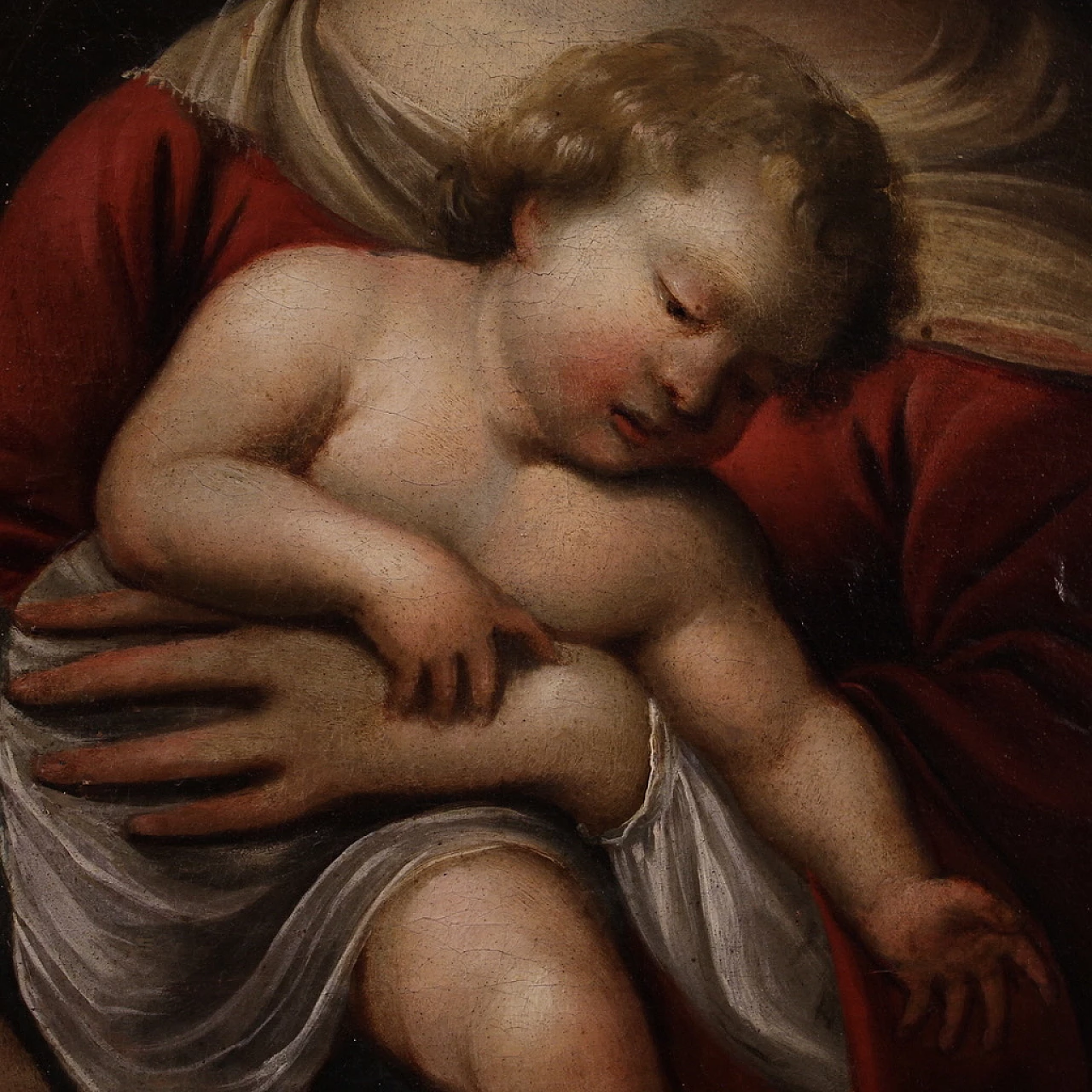 Madonna, Bambino e San Giovannino, dipinto a olio su tela, metà '700 4
