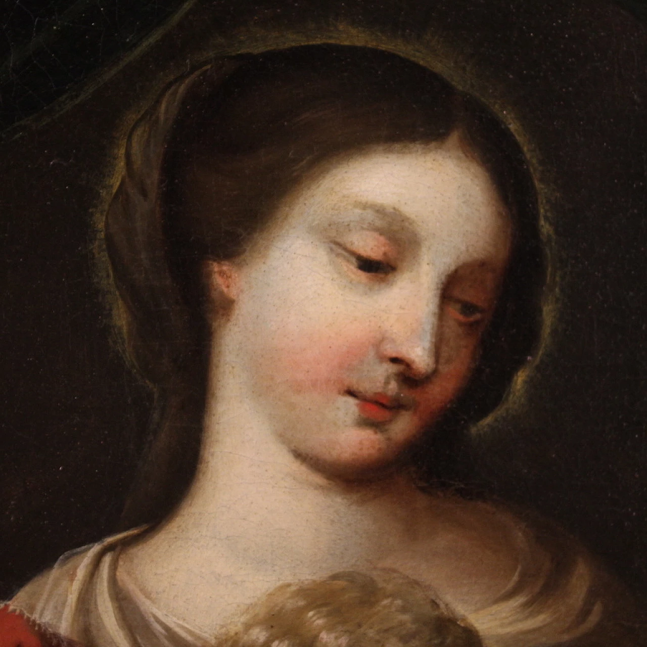 Madonna, Bambino e San Giovannino, dipinto a olio su tela, metà '700 7