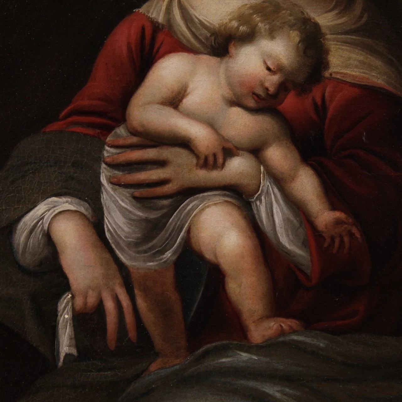 Madonna, Bambino e San Giovannino, dipinto a olio su tela, metà '700 8