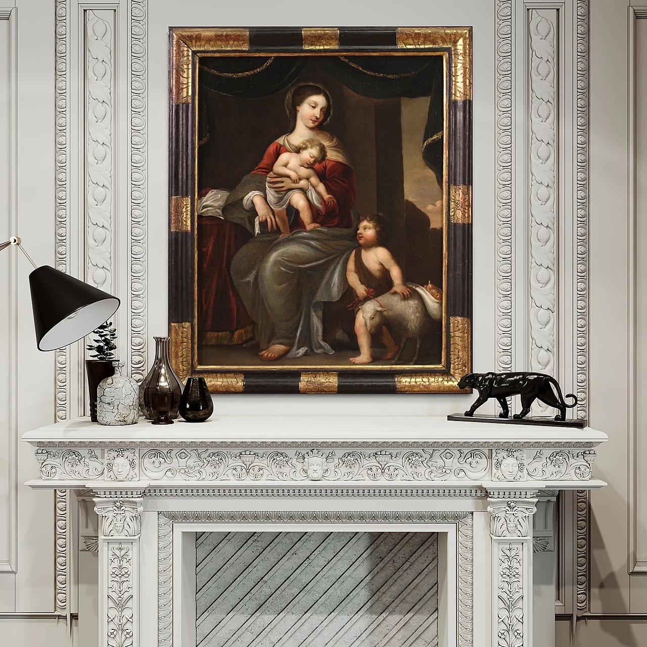 Madonna, Bambino e San Giovannino, dipinto a olio su tela, metà '700 9
