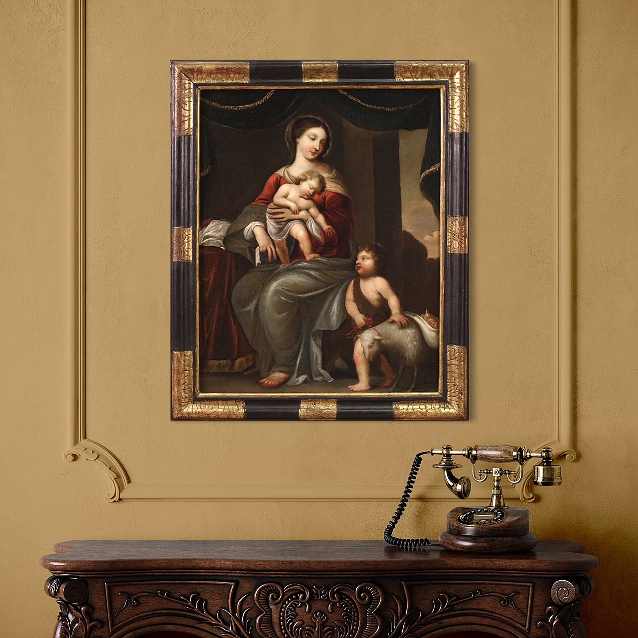 Madonna, Bambino e San Giovannino, dipinto a olio su tela, metà '700 13