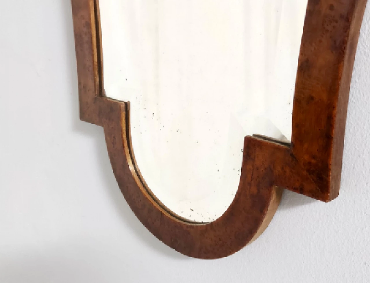 Art Deco shaped walnut wall mirror, 1940s 8