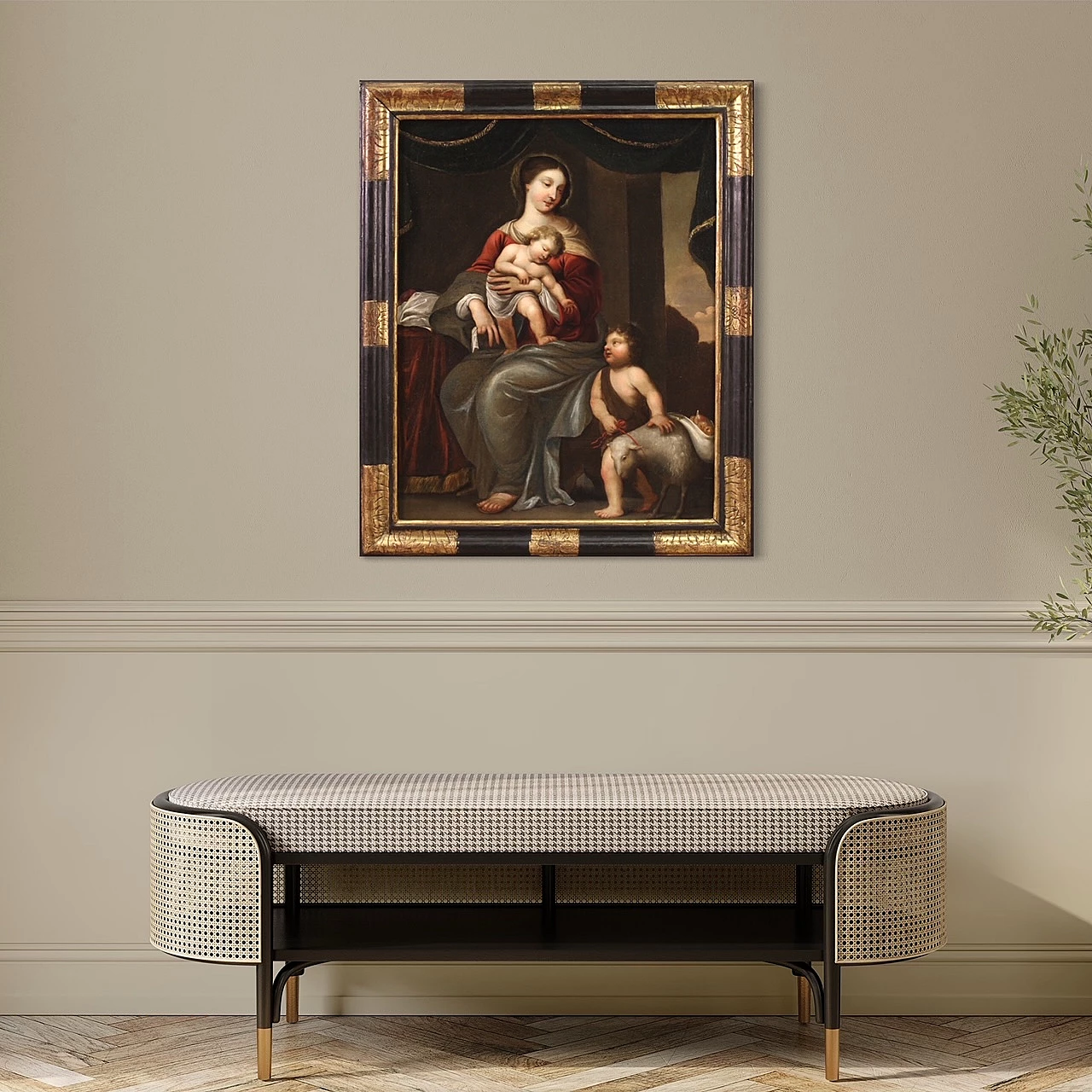 Madonna, Bambino e San Giovannino, dipinto a olio su tela, metà '700 15