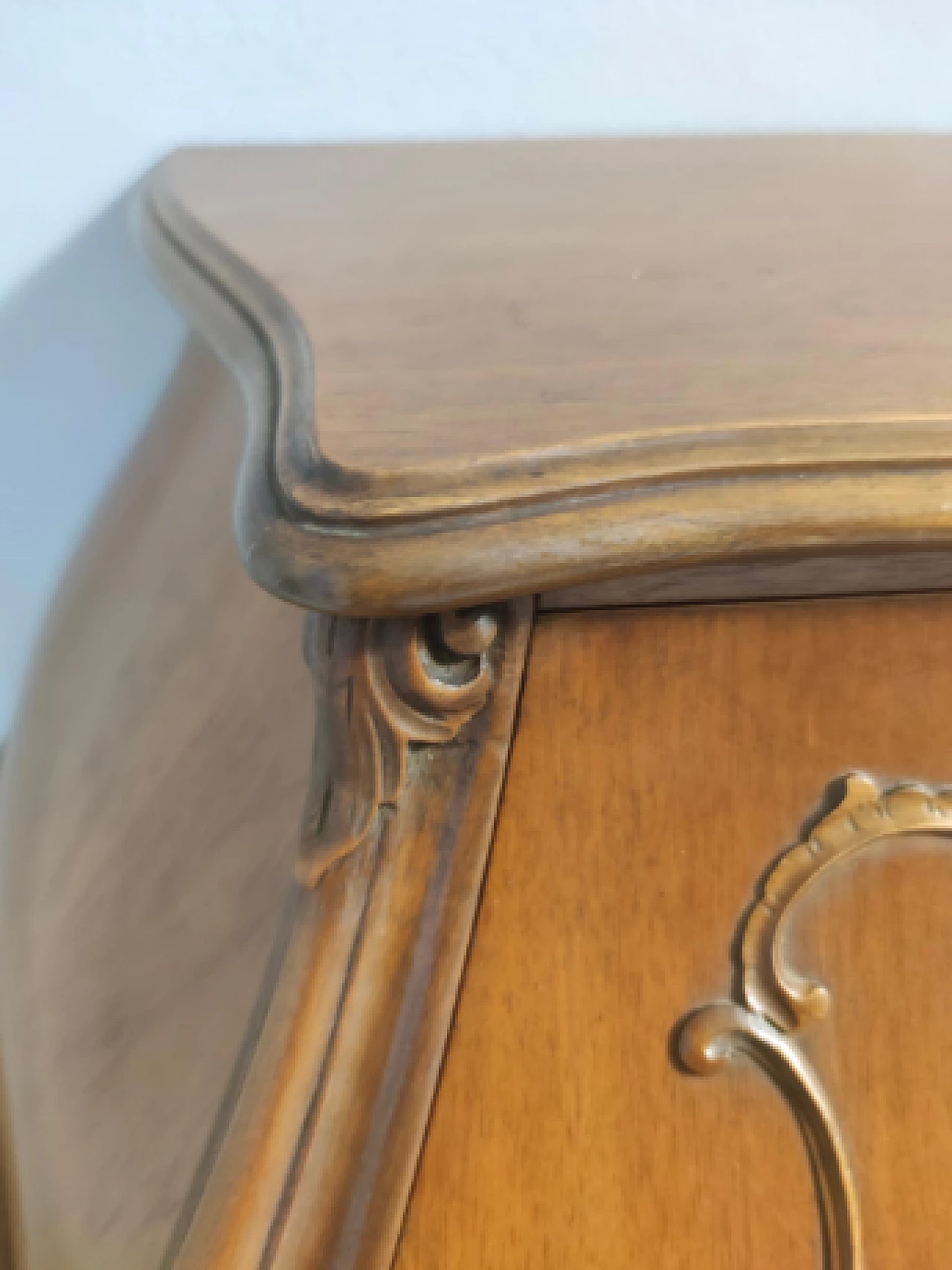 Baroque style solid walnut flap desk, 1960s 10