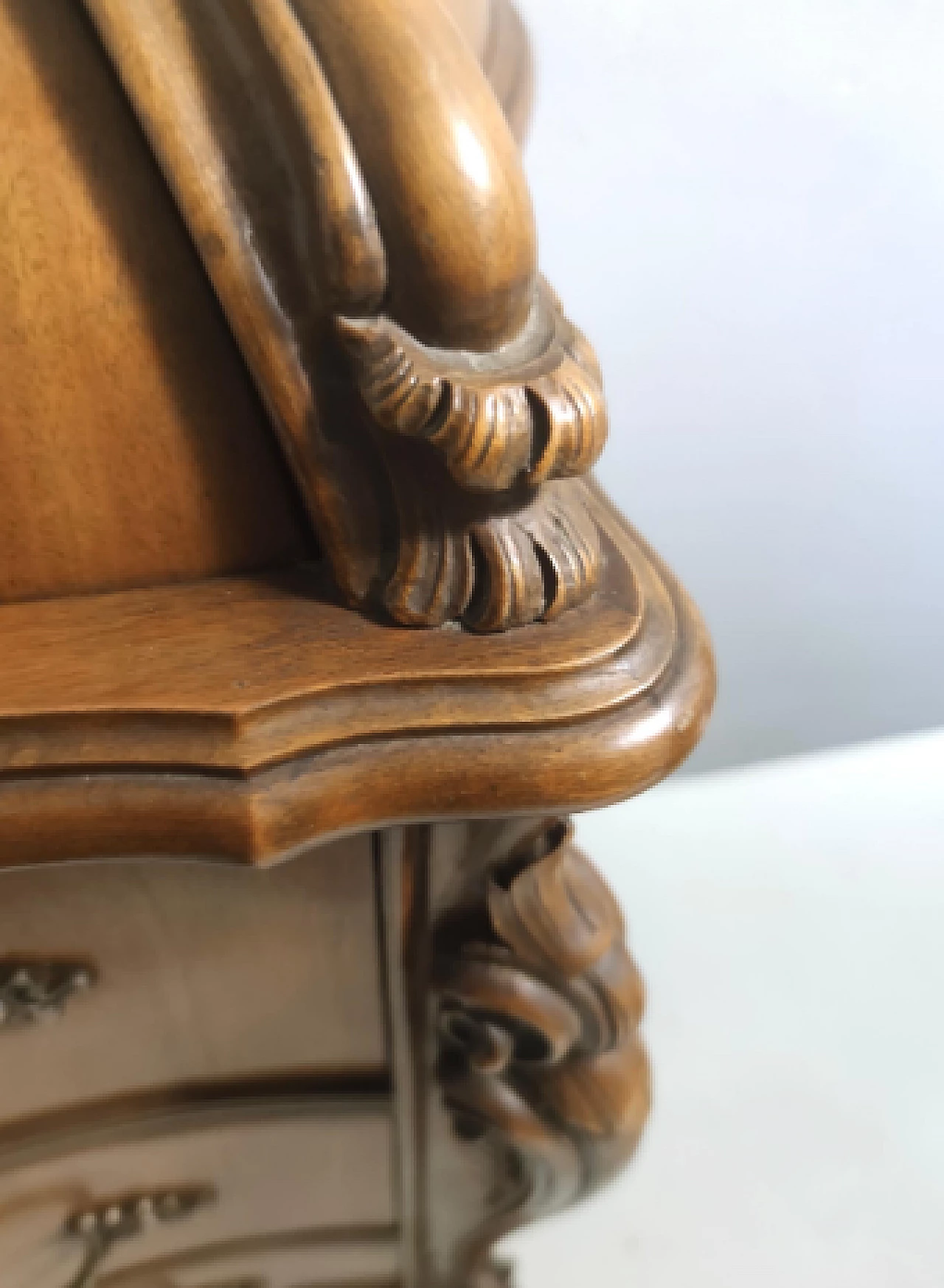 Baroque style solid walnut flap desk, 1960s 11