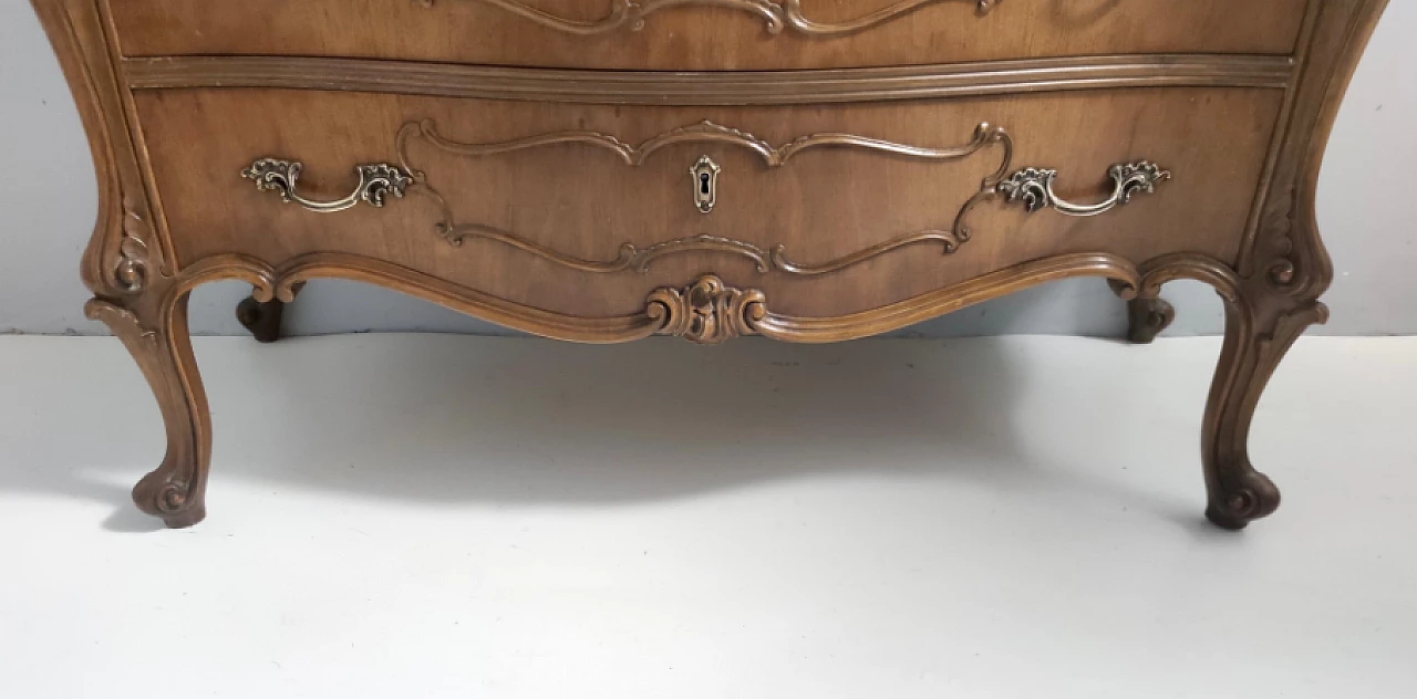 Baroque style solid walnut flap desk, 1960s 13