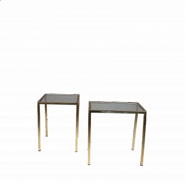 Pair of brass and glass coffee tables, 1960s