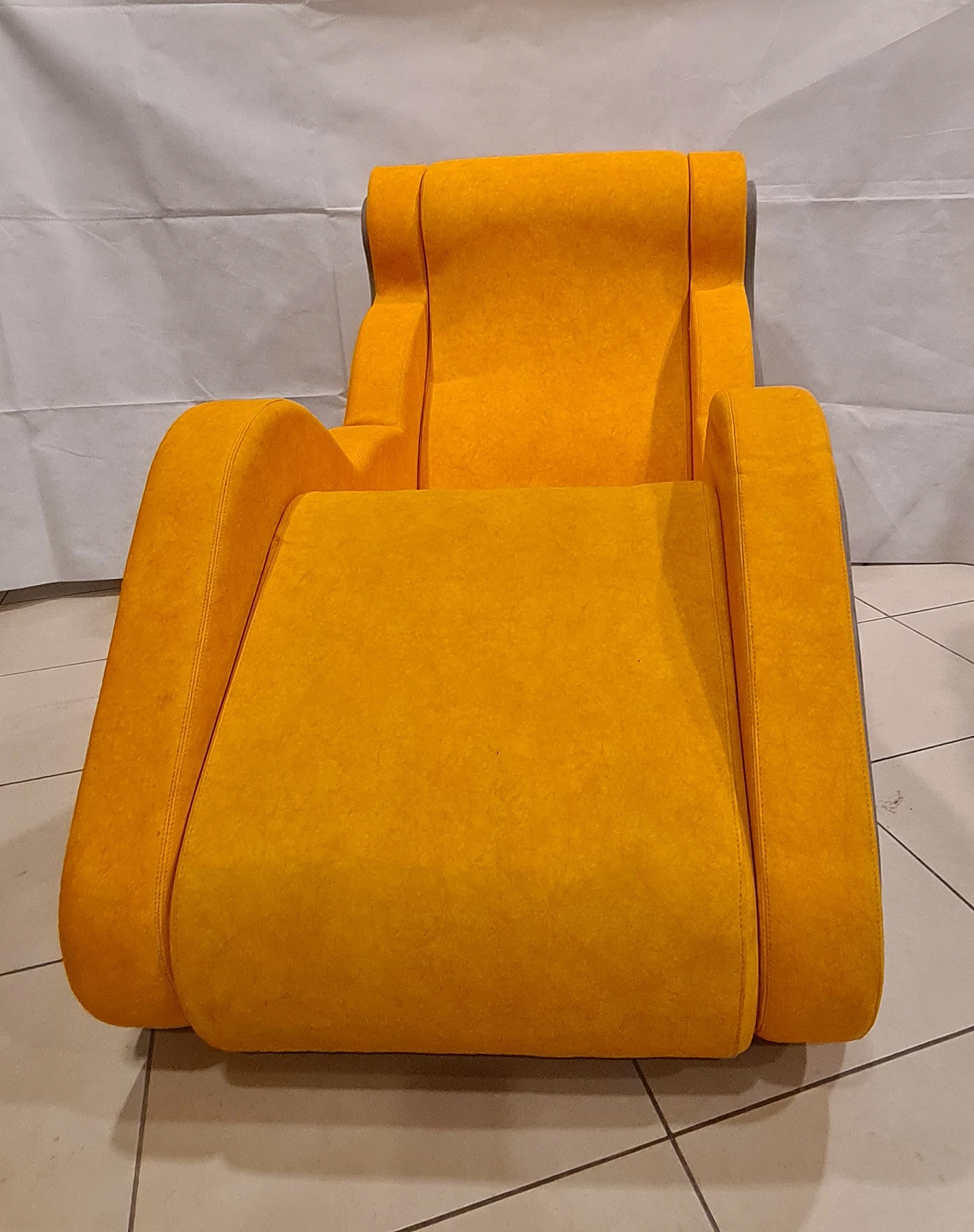 Yellow and gray leatherette armchair, 1990s 1